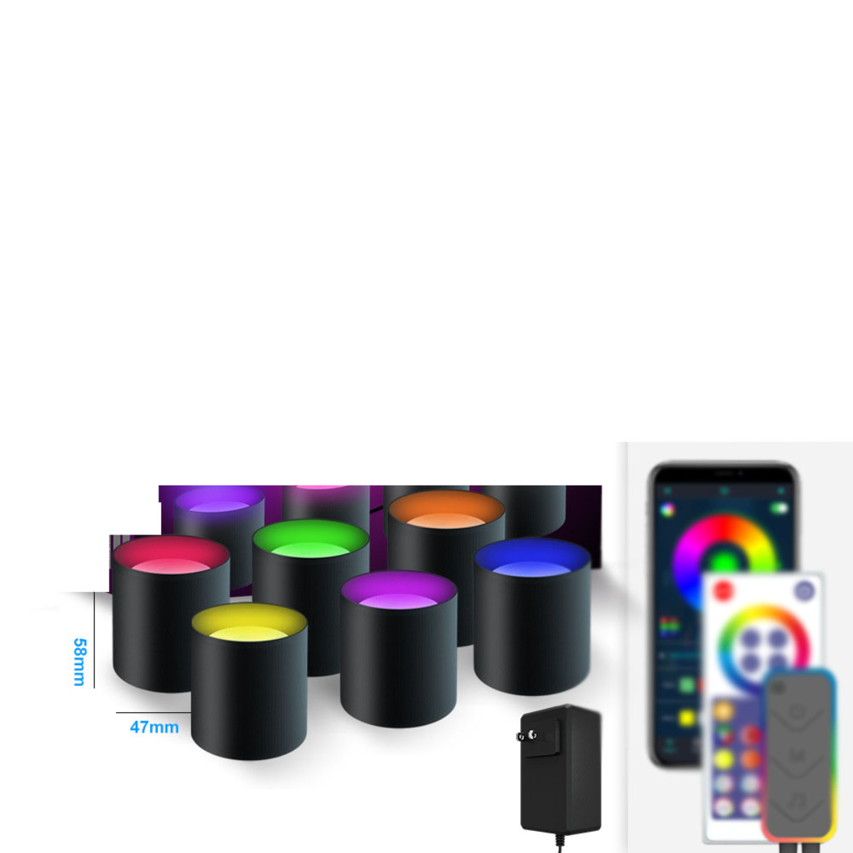 Schwarz, Weiß, Sechs Beleuchtung, - Gelb RGB-Leuchtfarben, Deko installierte Bluetooth-Verbindung LED-Wandleuchten LACAMAX