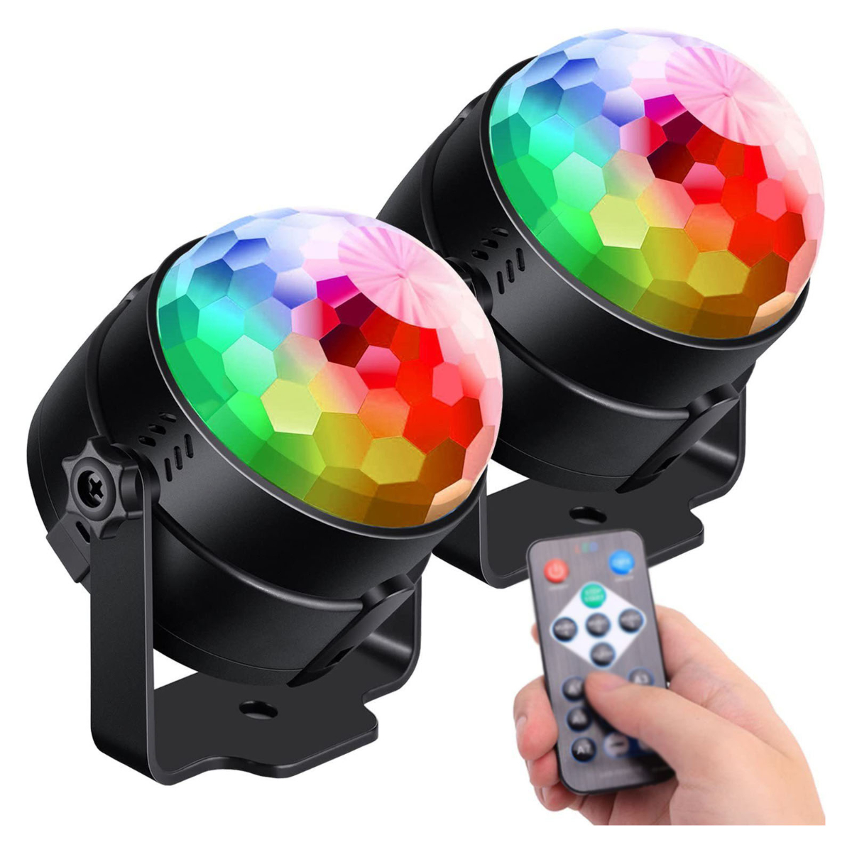 Beleuchtung, Farben, Schwarz Ferngesteuerte LED-Zauberkugel Bühnenbeleuchtung LACAMAX - sieben Tonsteuerung, rotierende Deko