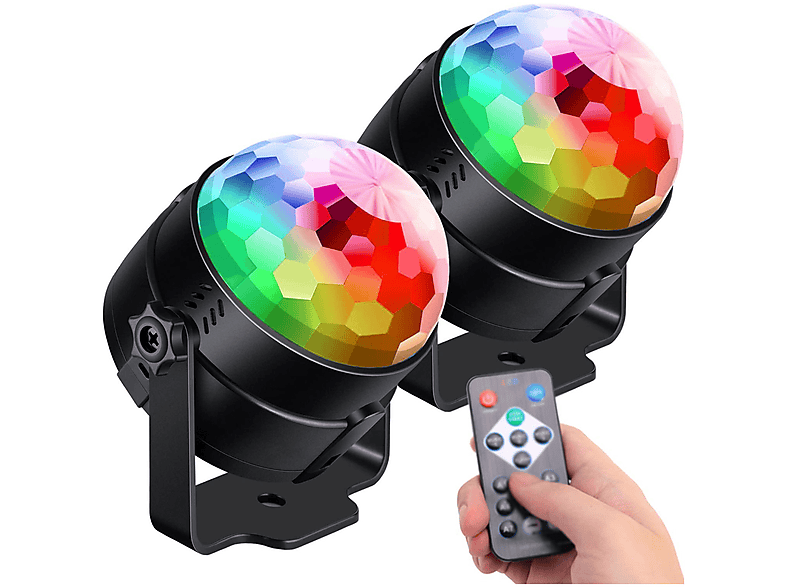 LACAMAX Ferngesteuerte LED-Zauberkugel - sieben Farben, Tonsteuerung, rotierende Bühnenbeleuchtung Deko Beleuchtung, Schwarz