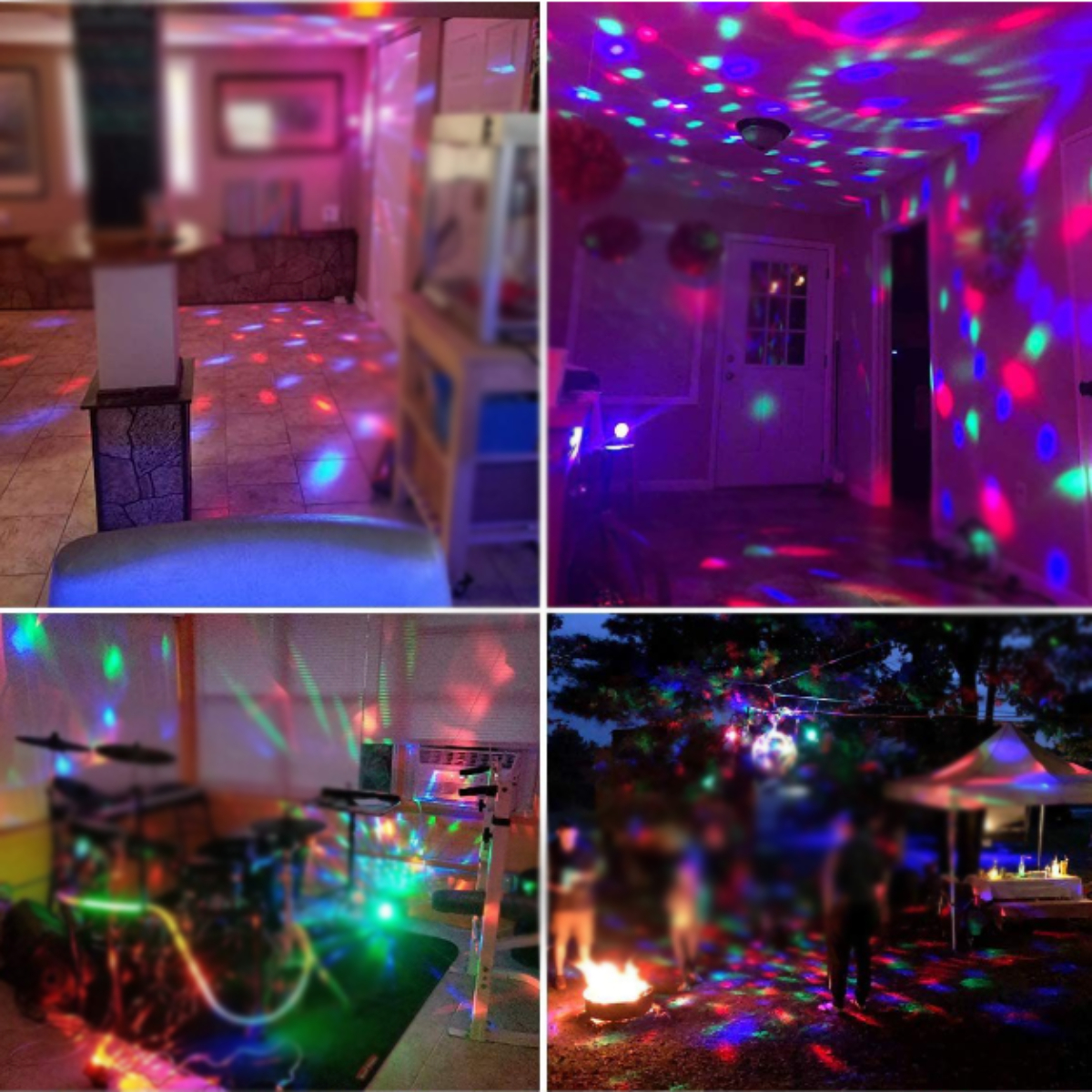 LED-Zauberkugel Deko - LACAMAX Tonsteuerung, Ferngesteuerte rotierende Bühnenbeleuchtung Schwarz Beleuchtung, Farben, sieben