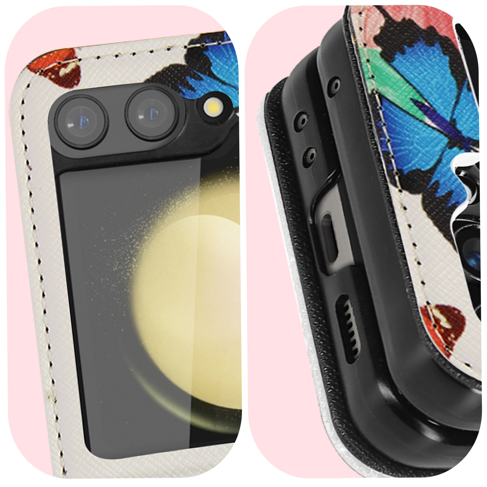 Flip Samsung, Kunstlederhülle Weiß AVIZAR Z Series, Galaxy Butterfly 5, Backcover,