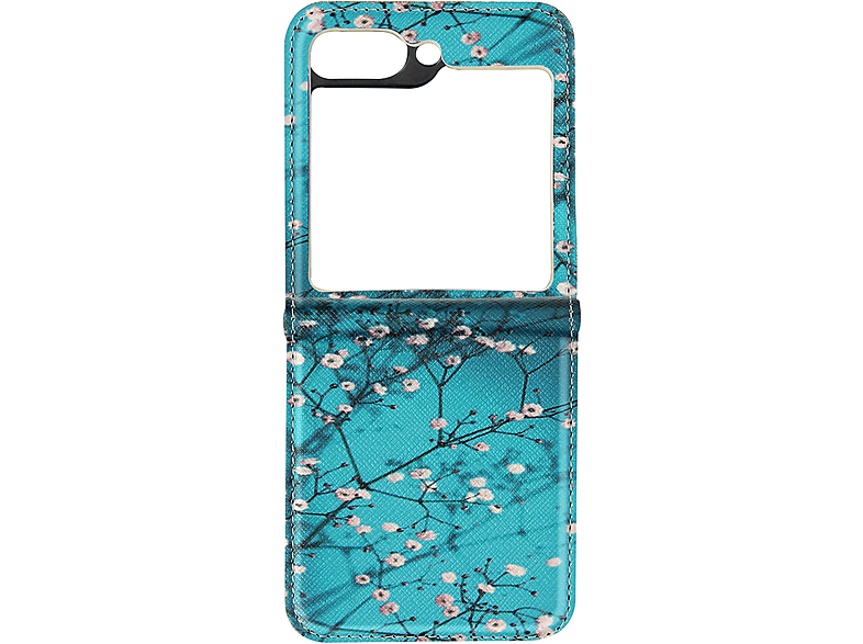 AVIZAR Plum Blossom Kunstlederhülle Series, Backcover, Samsung, Galaxy Z Flip 5, Blau