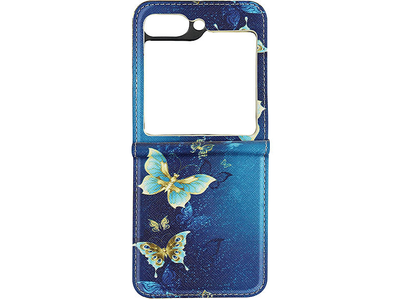 AVIZAR Butterfly Kunstlederhülle Galaxy Backcover, Z Samsung, Blau Flip 5, Series