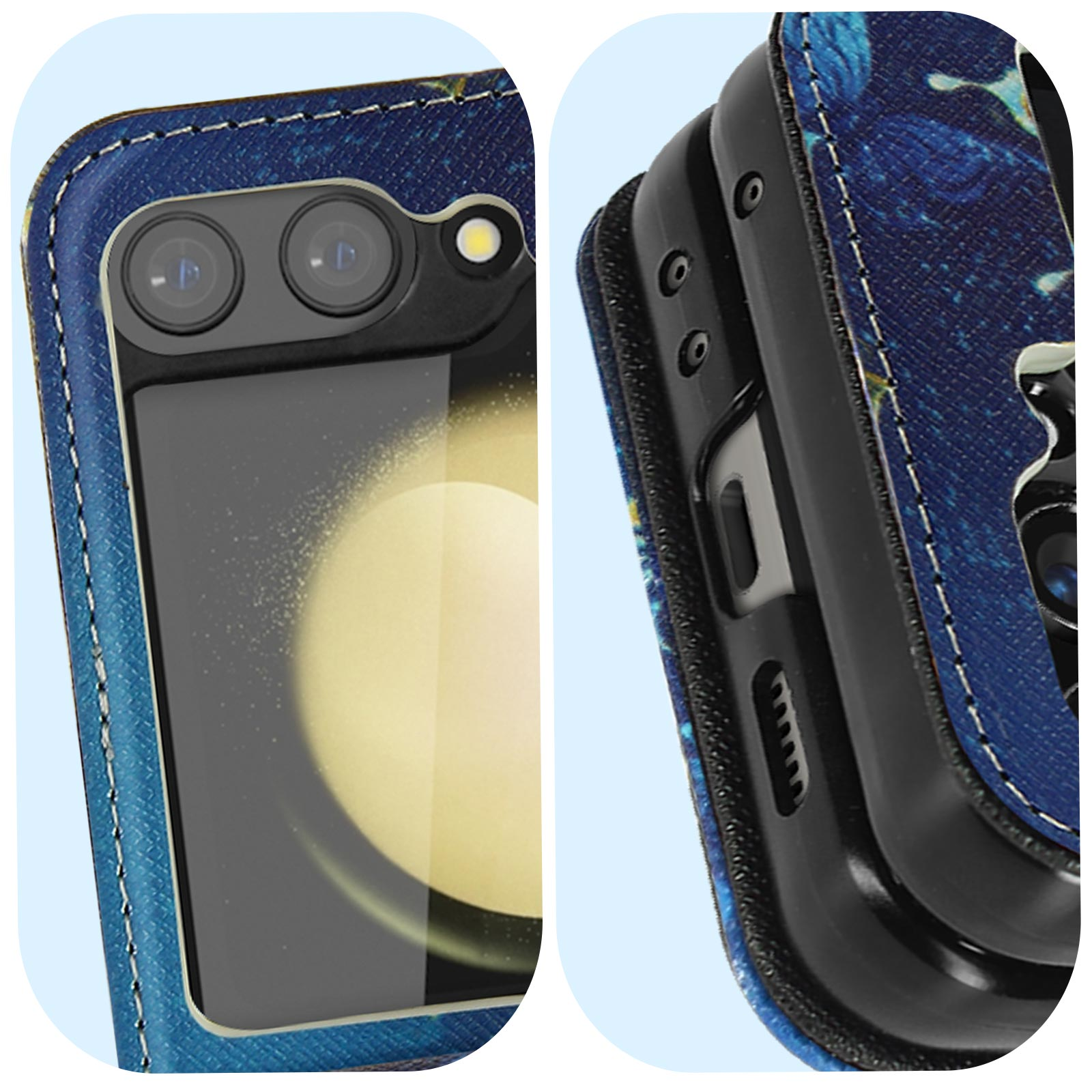 Backcover, 5, Flip Z AVIZAR Samsung, Kunstlederhülle Blau Galaxy Series, Butterfly
