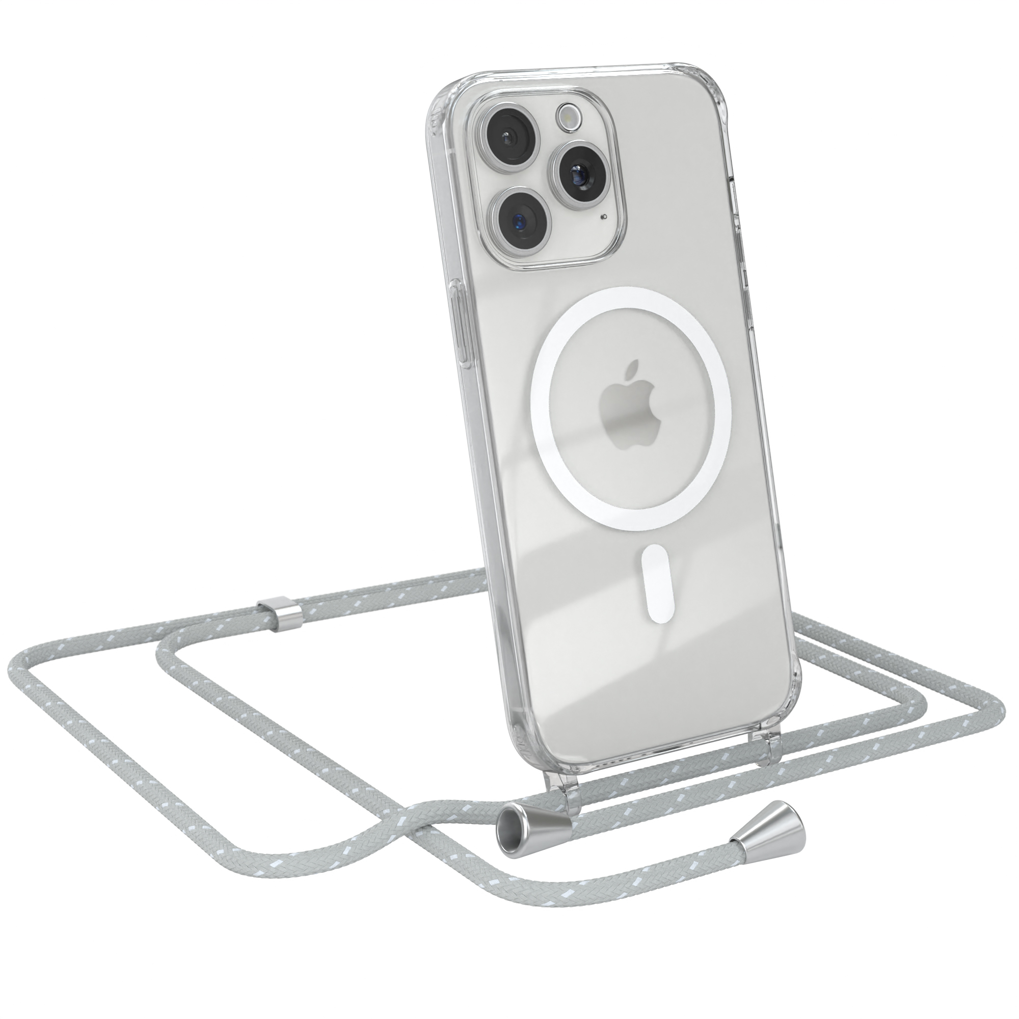 Weiß Pro Magsafe CASE iPhone Max, EAZY Handykette, Hülle 15 Apple, mit Hellgrau Umhängetasche,