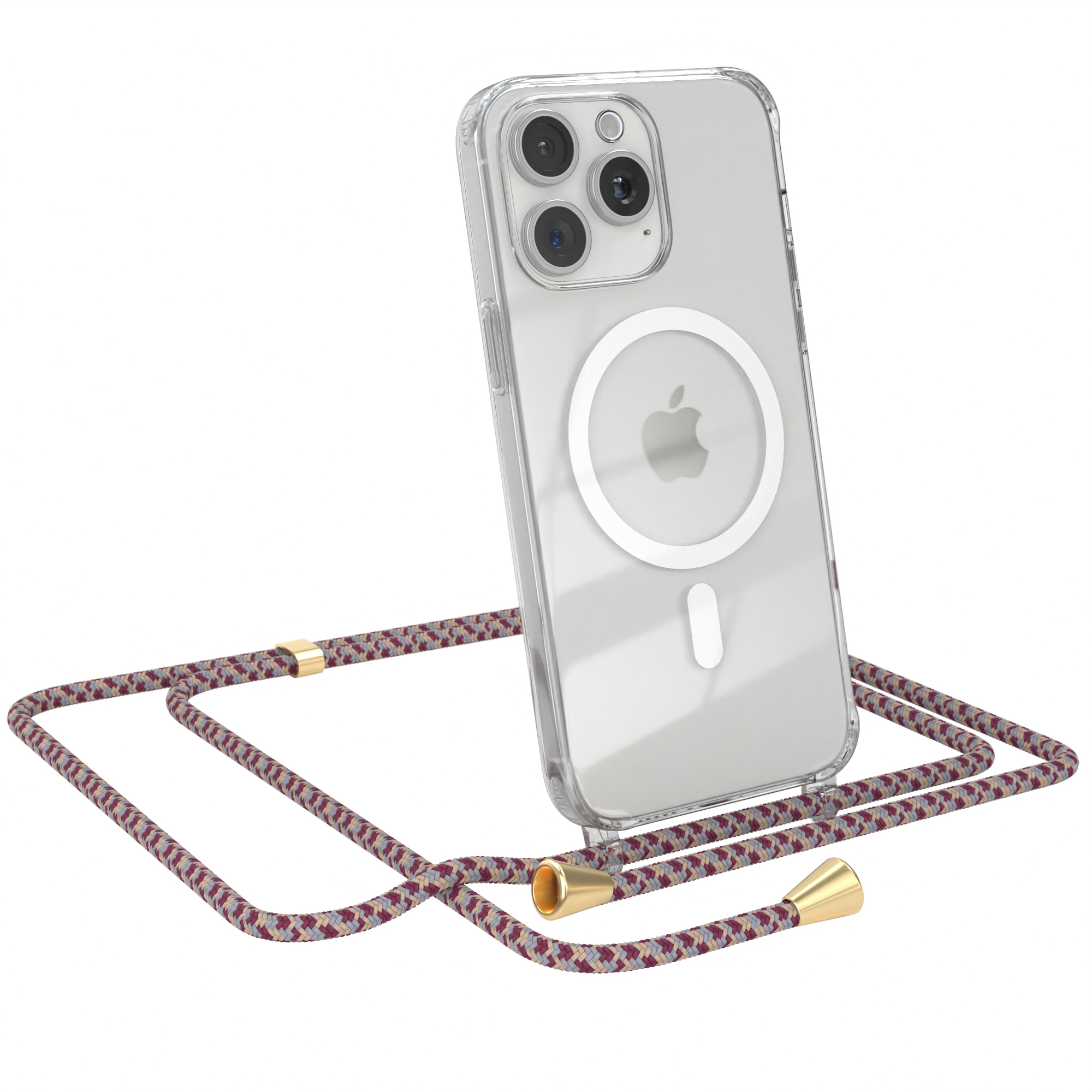 Gold 15 Pro Max, Hülle Apple, / Clips CASE iPhone Umhängetasche, mit Beige Camouflage Magsafe Rot Handykette, EAZY