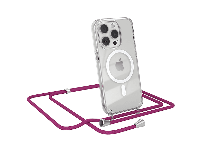 EAZY CASE Magsafe Clips / iPhone mit Pink Umhängetasche, Apple, 15 Handykette, Silber Hülle Pro