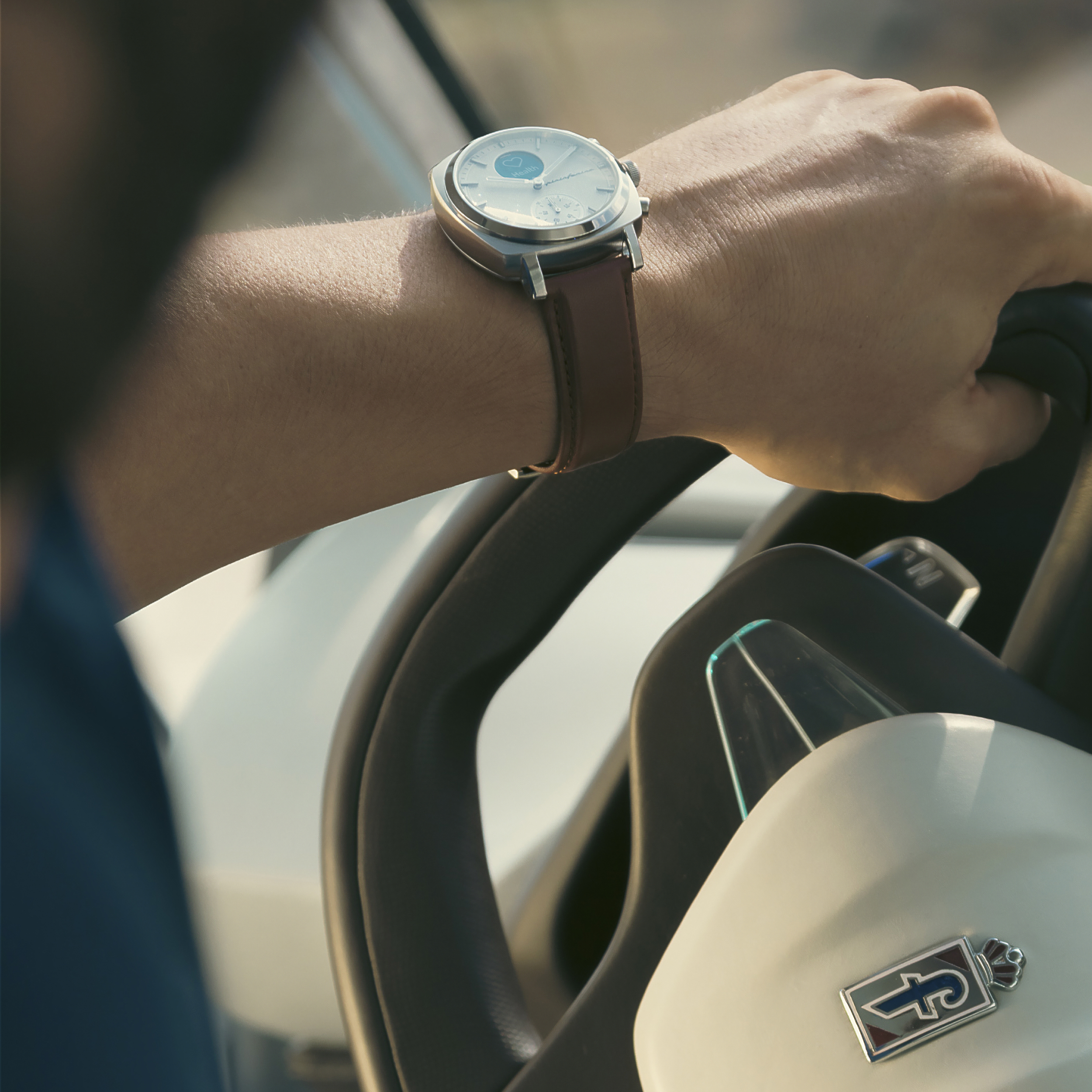 PININFARINA Senso Hybrid – Analoge Display Genuine Smartwatch leather, mit digitalem Steel
