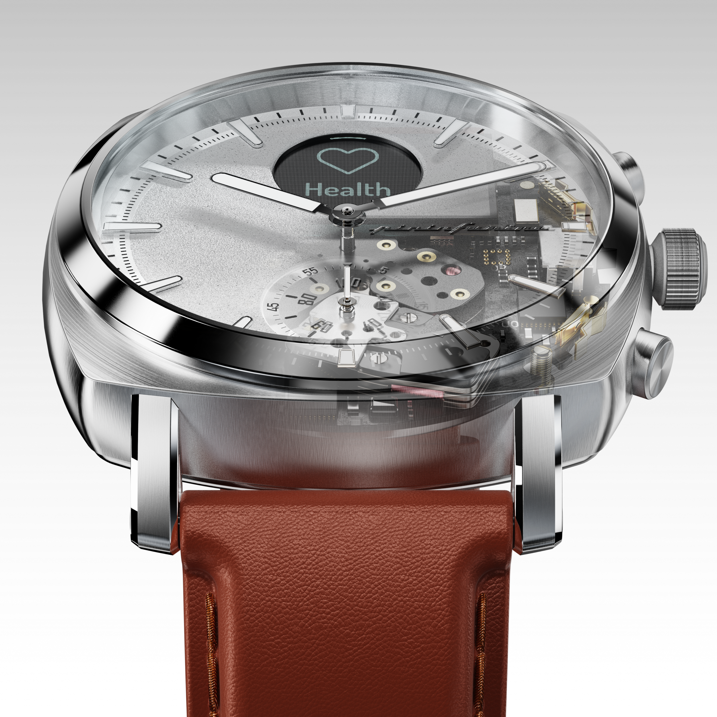 PININFARINA Senso Hybrid mit Steel Display Genuine – leather, Smartwatch digitalem Analoge