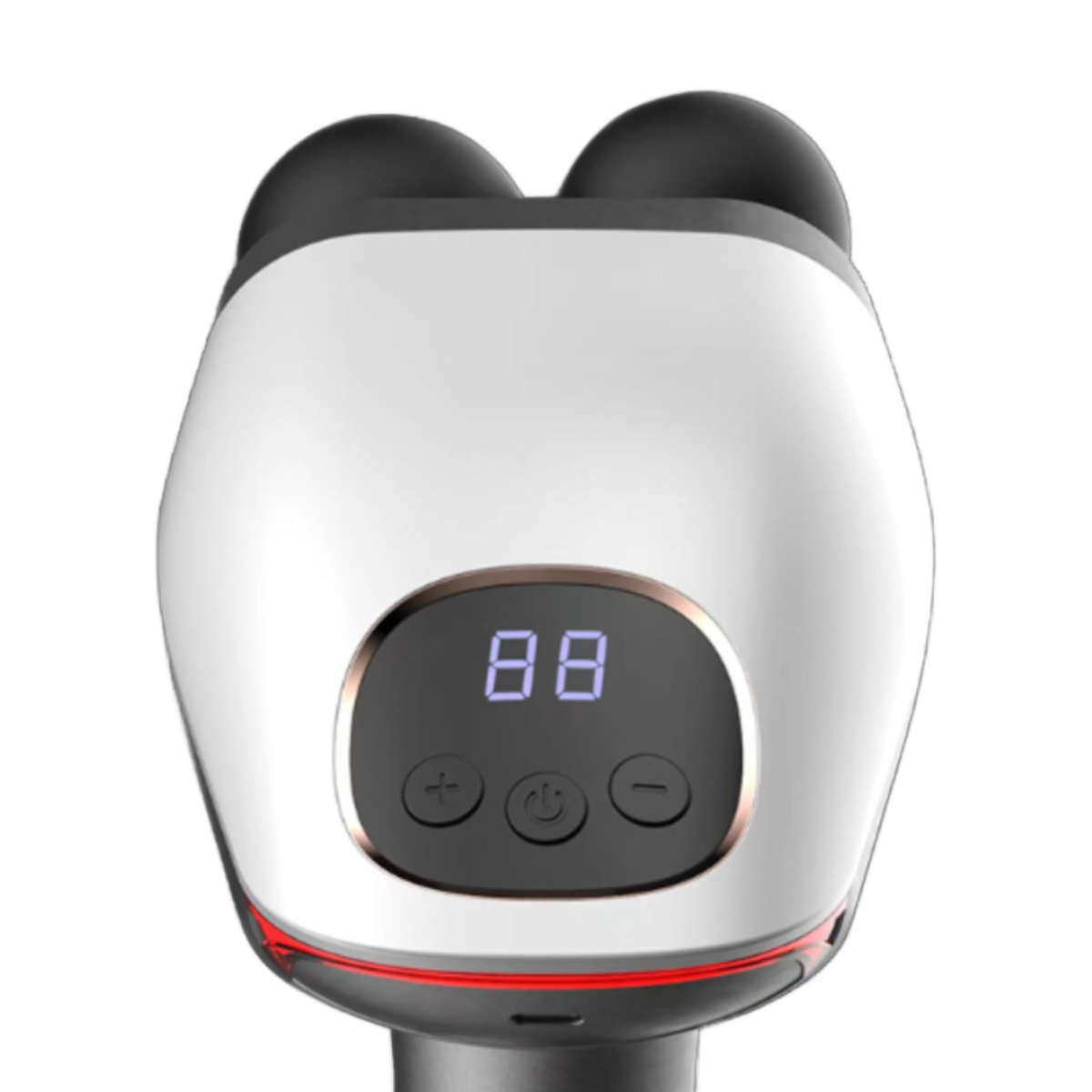 Ein weißes und schwarzes Gesichtsmassagegerät mit Digitalanzeige.