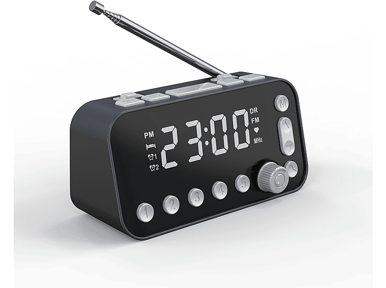 BRIGHTAKE Digitales DAB/FM Radiowecker, Großbildschirm, Dualalarm Radio,  DAB+, FM, Schwarz