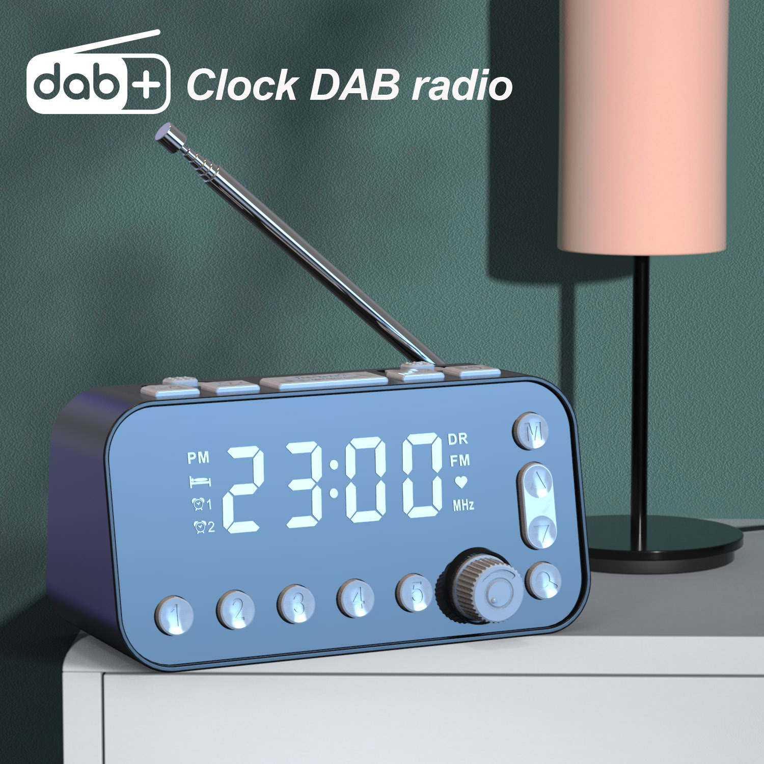 BRIGHTAKE Digitales DAB/FM Radiowecker, FM, DAB+, Dualalarm Großbildschirm, Radio, Schwarz