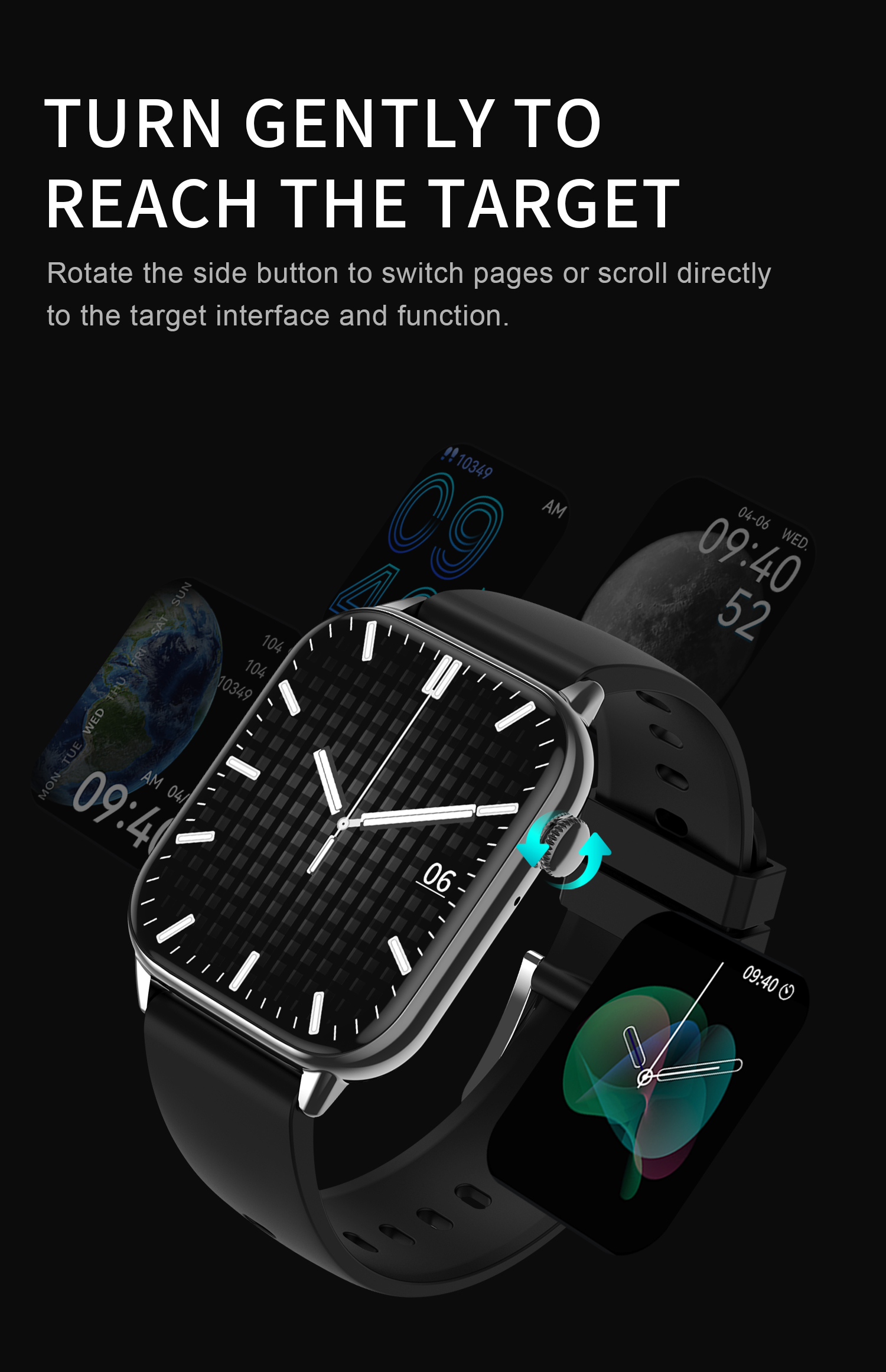 BT-Anruf MIRUX Fitness NFC Tracker HD11SW Silikon, Smartwatch Schwarz