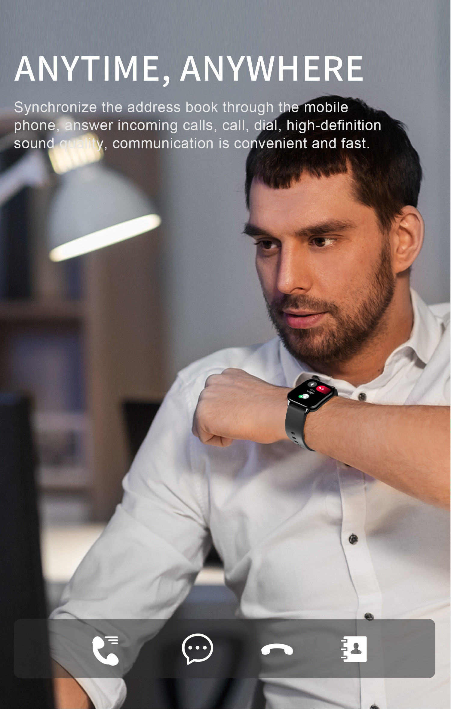 MIRUX HD11SW Fitness Silikon, BT-Anruf Schwarz NFC Smartwatch Tracker
