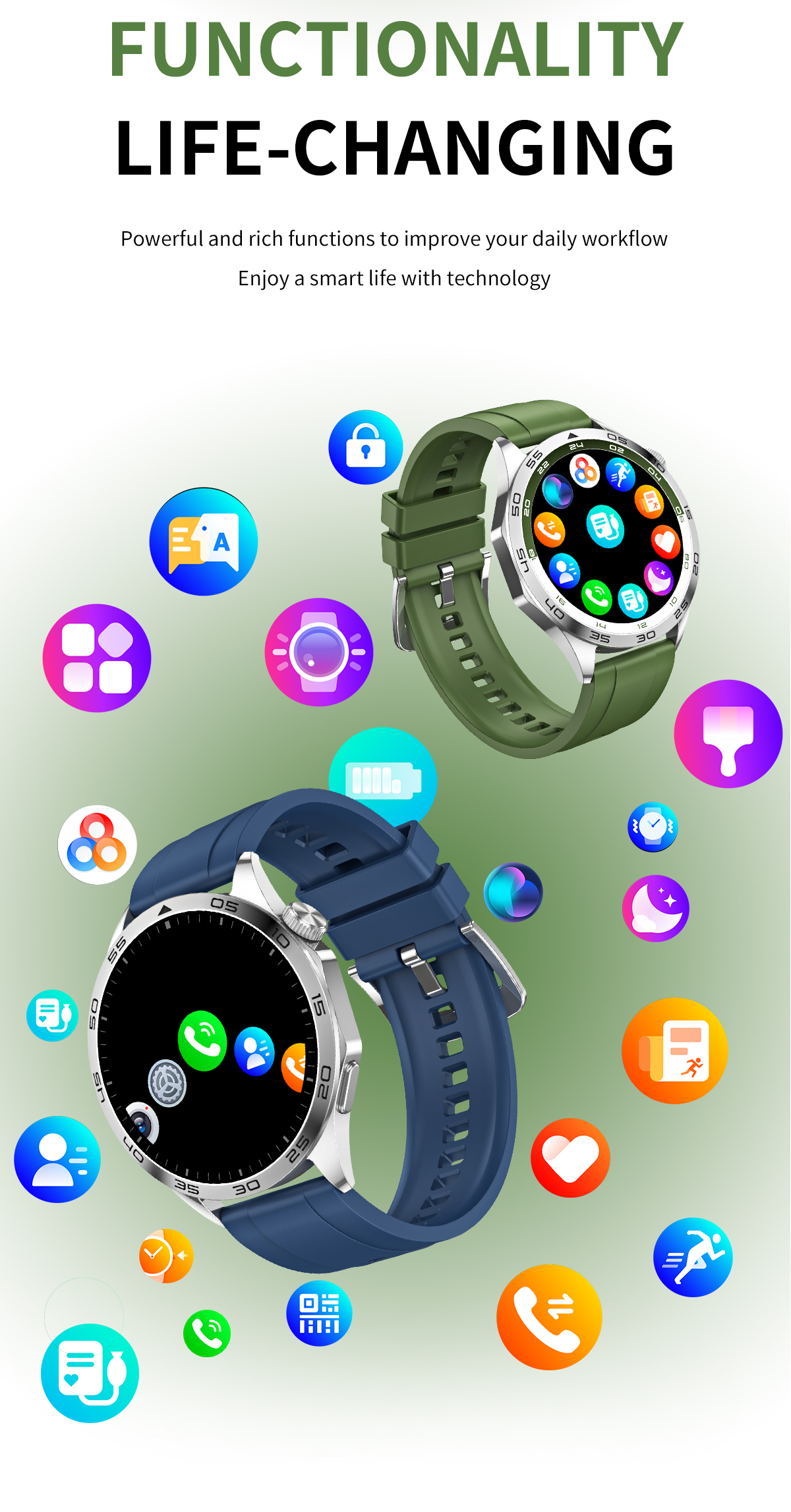 Tracker BT-Anruf Fitness Silikon/leder, Smartwatch Blau BL MIRUX GT4