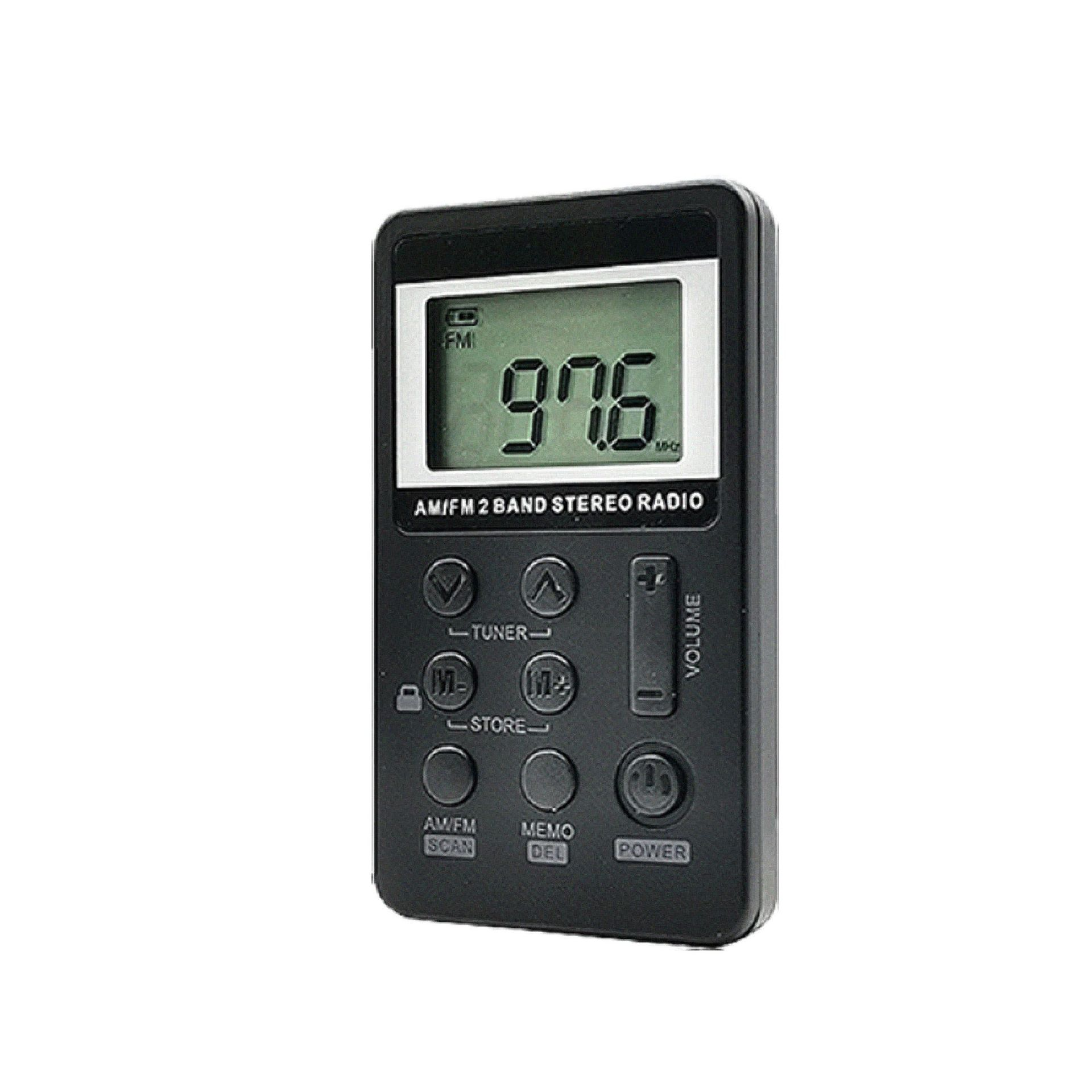 BRIGHTAKE Draagbare Mini AM, Radio Radio, FM/AM FM, Lithium-Batteriebetrieb Schwarz mit