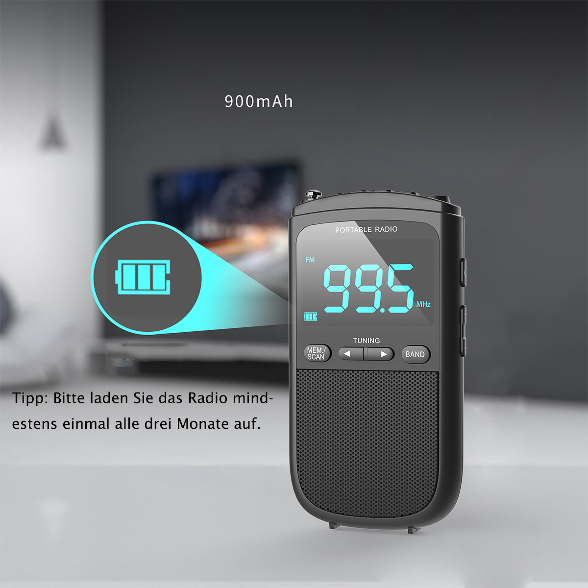 Kleines Tragbares Radio Mit AM/FM - Digitalradio Für Unterwegs