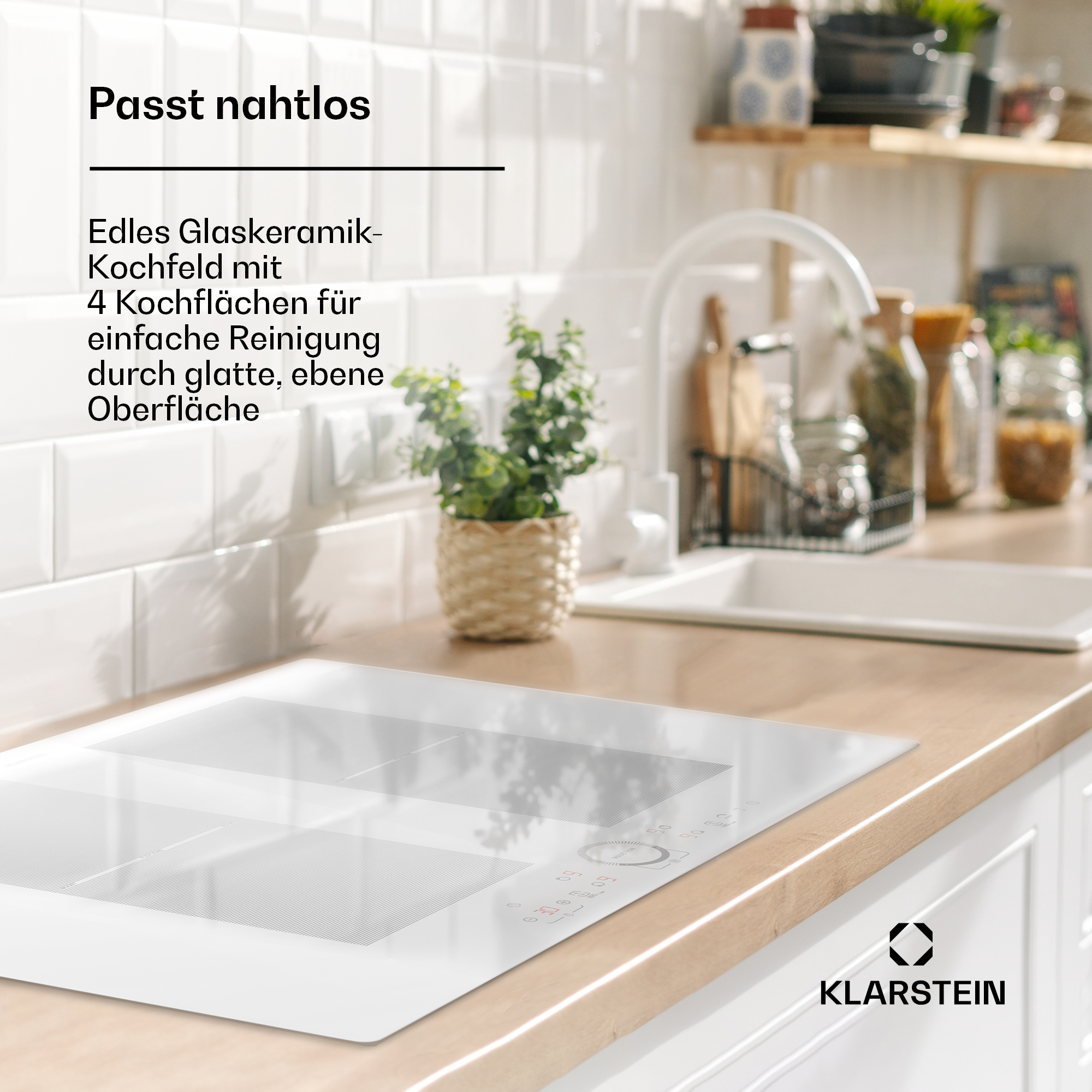 Placa de inducción KLARSTEIN Delicatessa 77 Flex, zonas, 77 cm, Blanco - Main Image