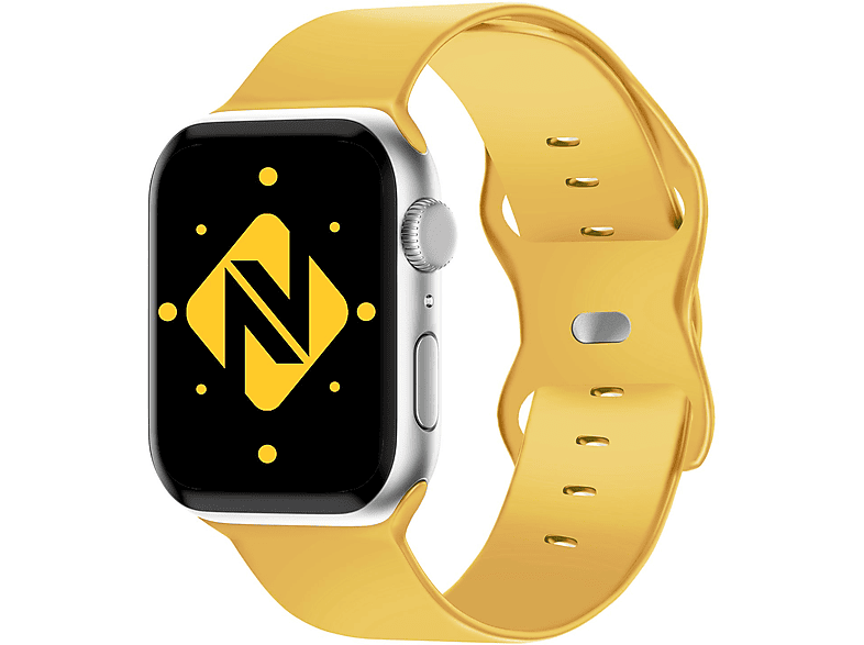 NALIA Smartwatch Silikon Armband, Ersatzarmband, Apple, Apple Watch 38mm/40mm/41mm, Gelb