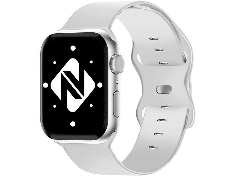 Apple NALIA Weiß Silikon Armband, Apple, 42mm/44mm/45mm/49mm, Watch Ersatzarmband, Smartwatch