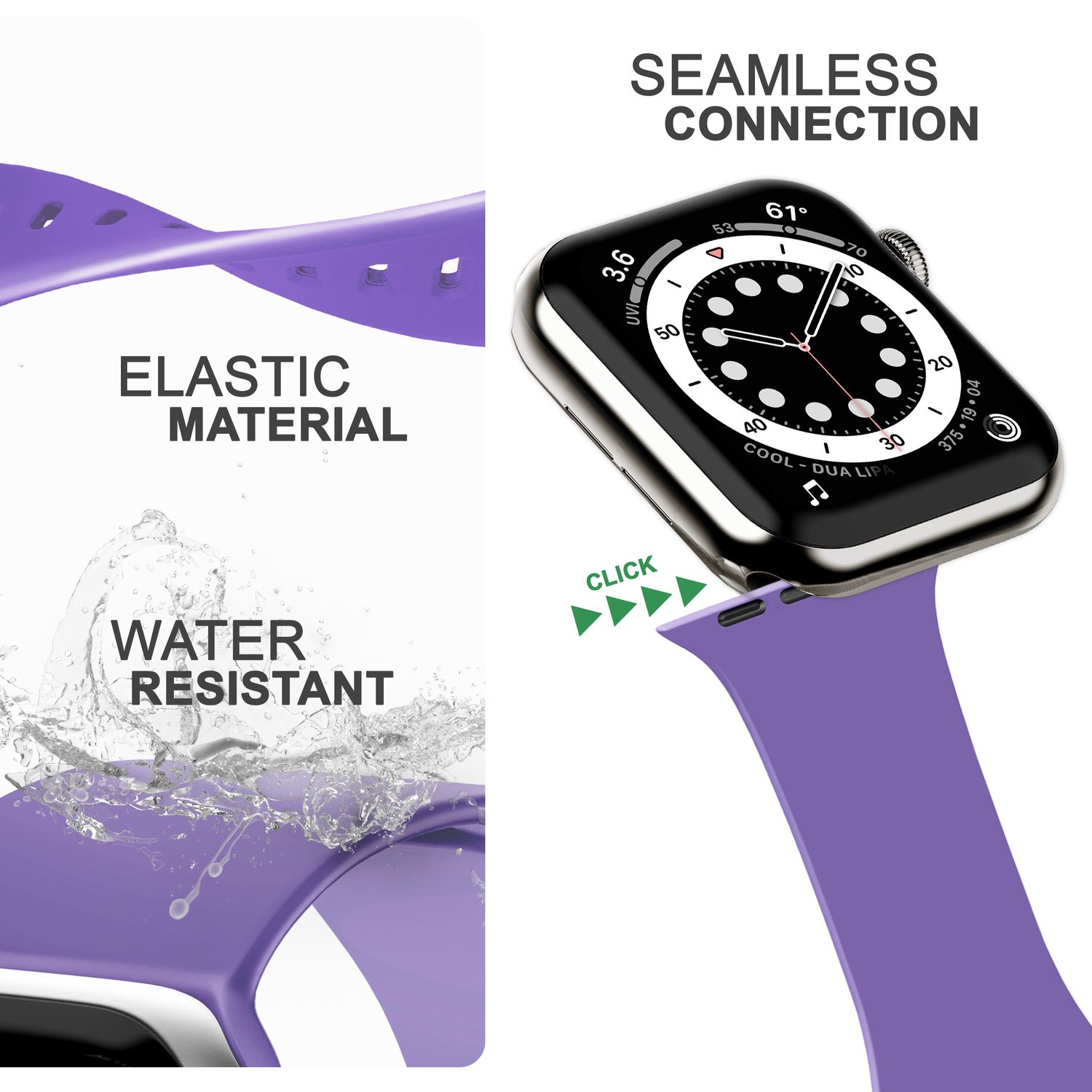 NALIA Smartwatch Silikon Watch 38mm/40mm/41mm, Apple Lila Armband, Apple, Ersatzarmband