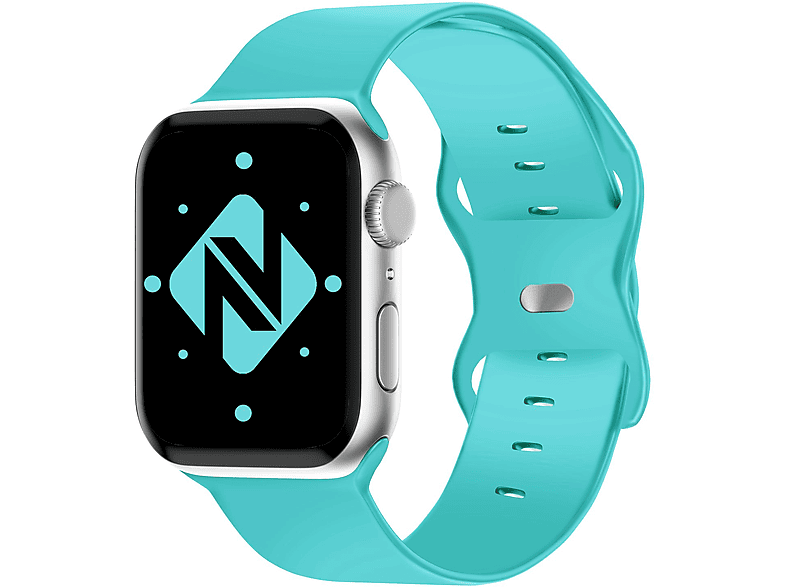 NALIA Smartwatch Silikon Armband, Ersatzarmband, Apple, Apple Watch 42mm/44mm/45mm/49mm, Türkis