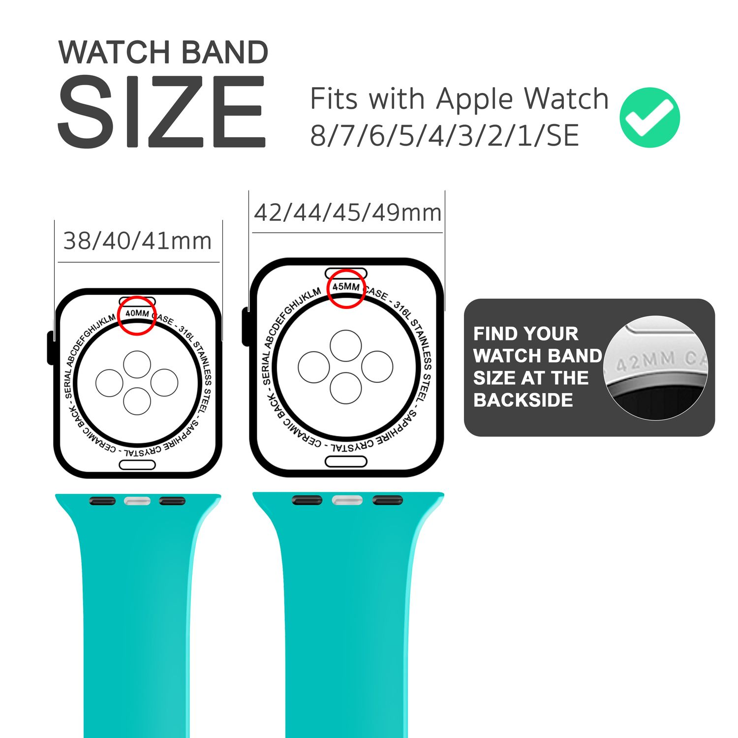 NALIA Armband, Silikon Ersatzarmband, 42mm/44mm/45mm/49mm, Apple, Türkis Watch Smartwatch Apple