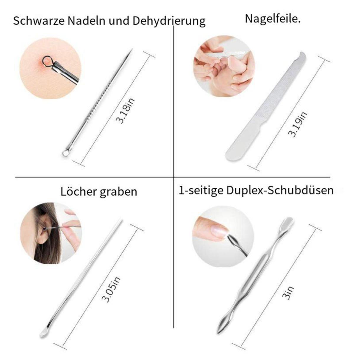 Nahaufnahme von Nagelwerkzeugen und einer Hand, die die Verwendung demonstriert.