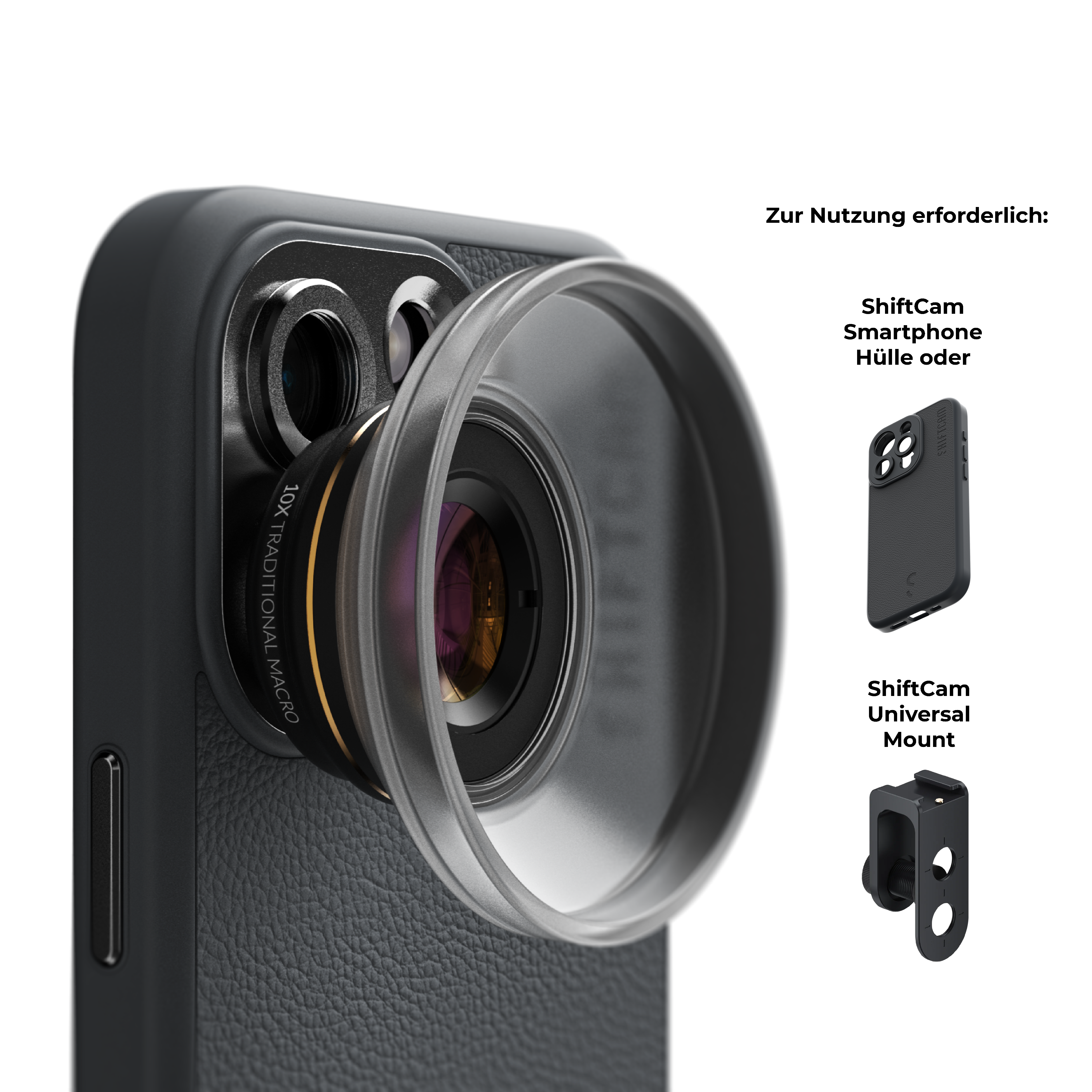 T2-Mount SHIFTCAM Objektiv 10x Makroobjektiv - Macro für LensUltra - (Smartphone Traditional Smartphone