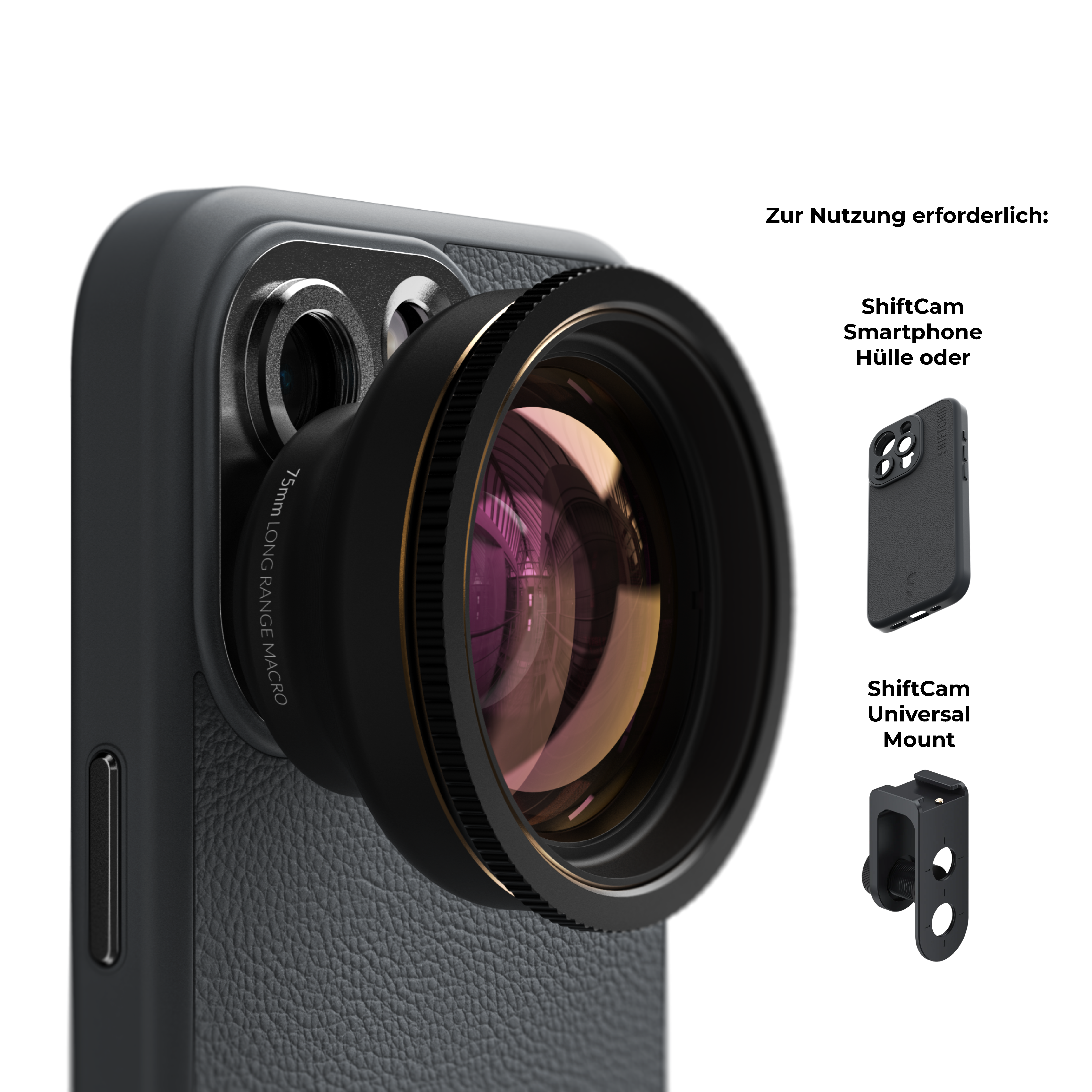 LensUltra SHIFTCAM für Smartphone (Smartphone Macro - Range - Long Objektiv Makroobjektiv 75mm T2-Mount