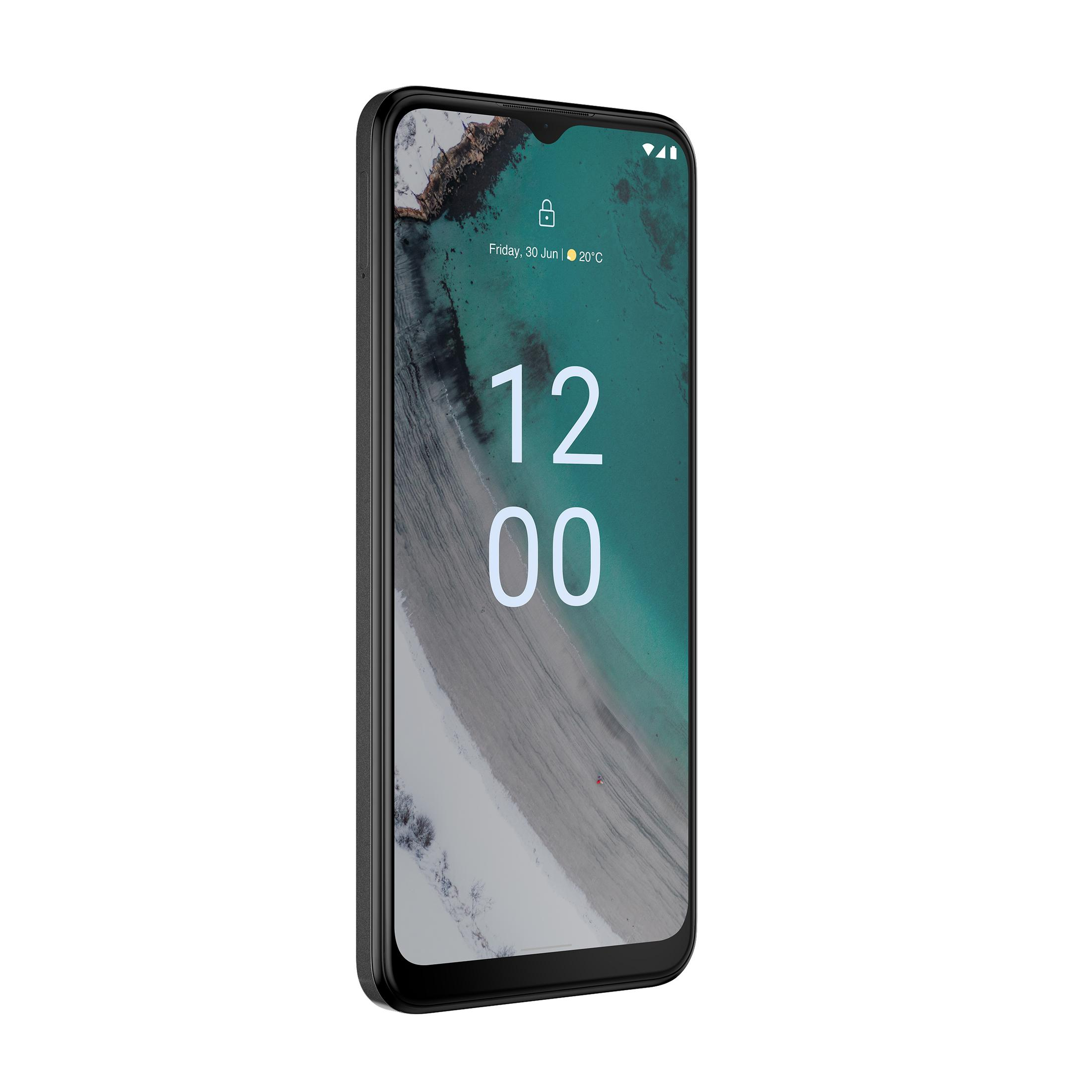 Ein Smartphone-Bildschirm zeigt einen Sperrbildschirm mit Uhrzeit und Naturbild.