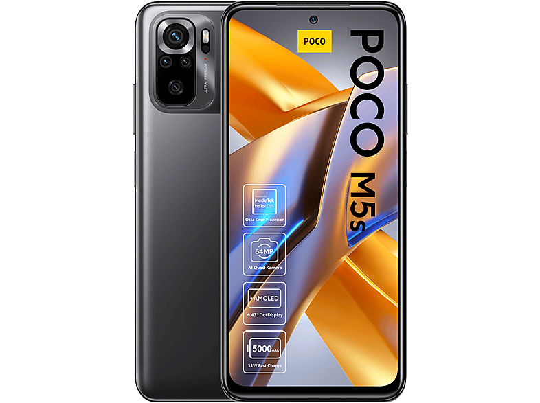POCO M5s - Smartphone de 4+128GB, Pantalla de 6.43” FHD+ AMOLED DotDisplay,  MediaTek Helio G95