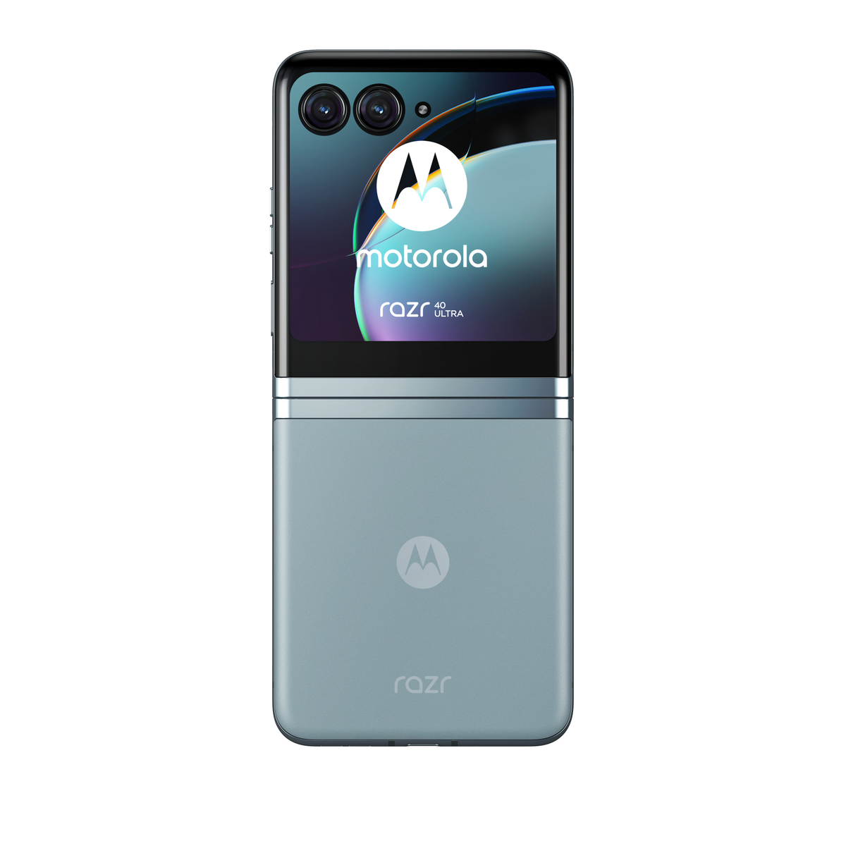 Telefon Motorola Razr 40 Ultra, kolor turkusowy, zamknięty.