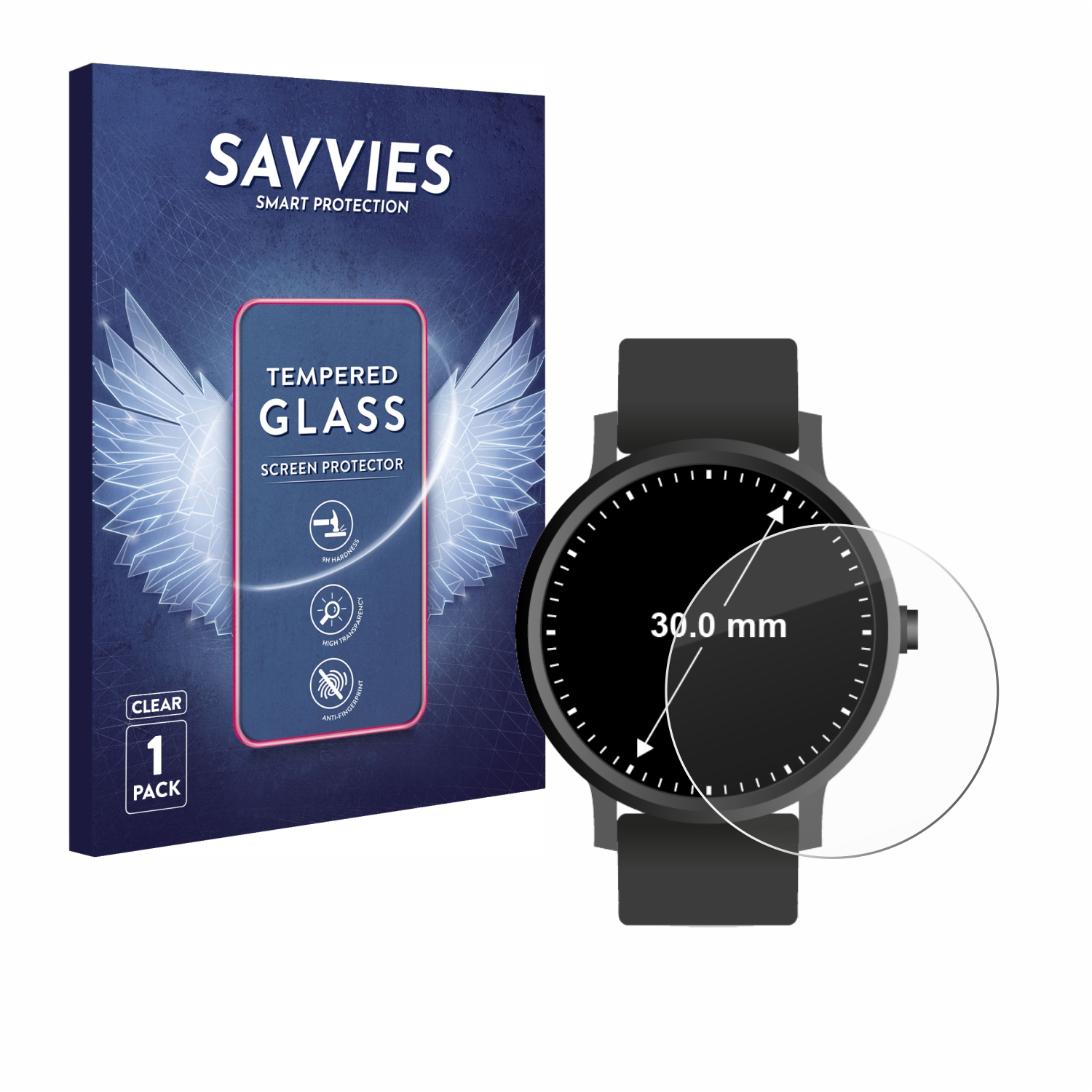 SAVVIES Displays Schutzglas(für klares Universal Kreisrunde mm)) 9H 30 (ø: