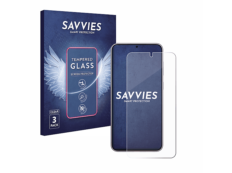 S23 Enterprise Schutzglas(für Samsung Galaxy 3x 9H SAVVIES klares Edition)