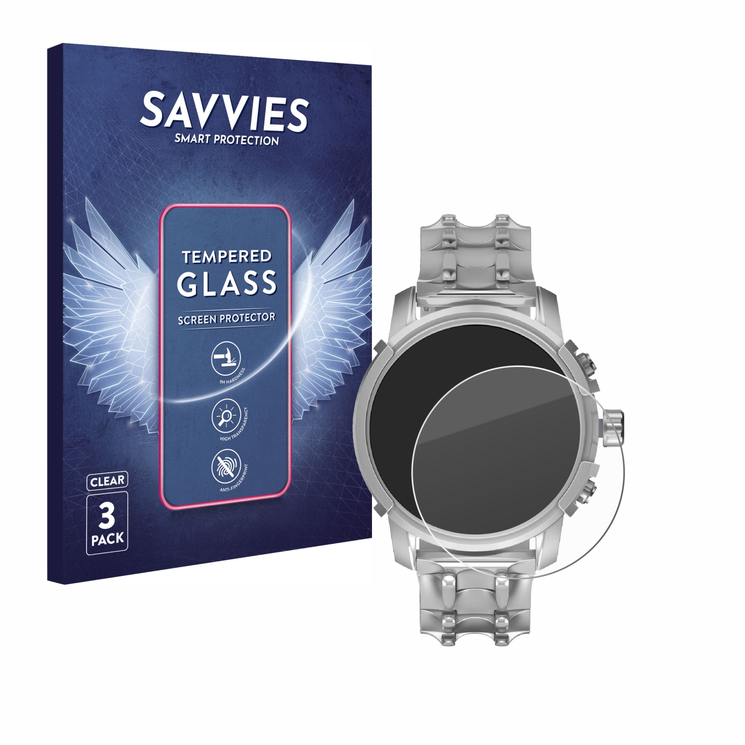 SAVVIES 3x 9H klares Schutzglas(für Griffed Diesel mm)) (45,5