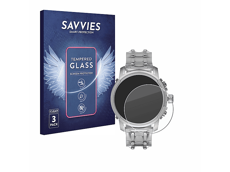 klares Diesel SAVVIES mm)) 3x 9H Schutzglas(für (45,5 Griffed