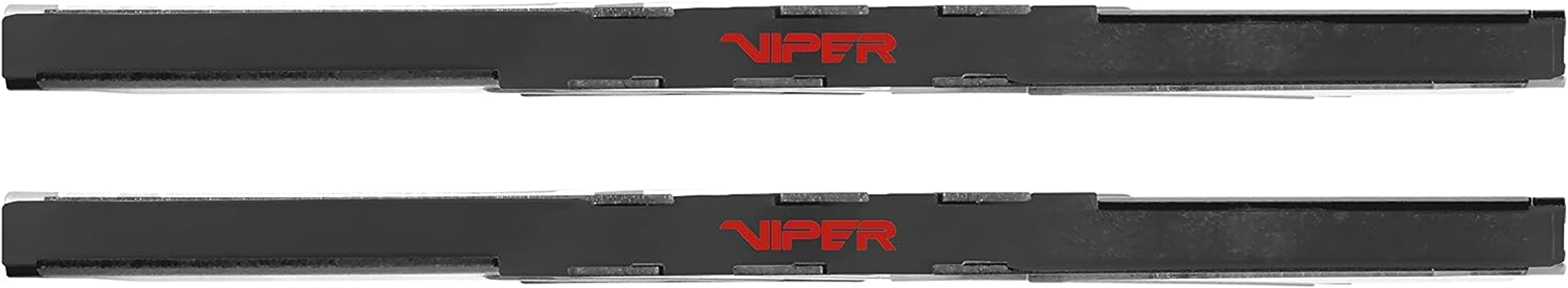 Dwa czarne moduły RAM z czerwonym logo Viper, na białym tle.