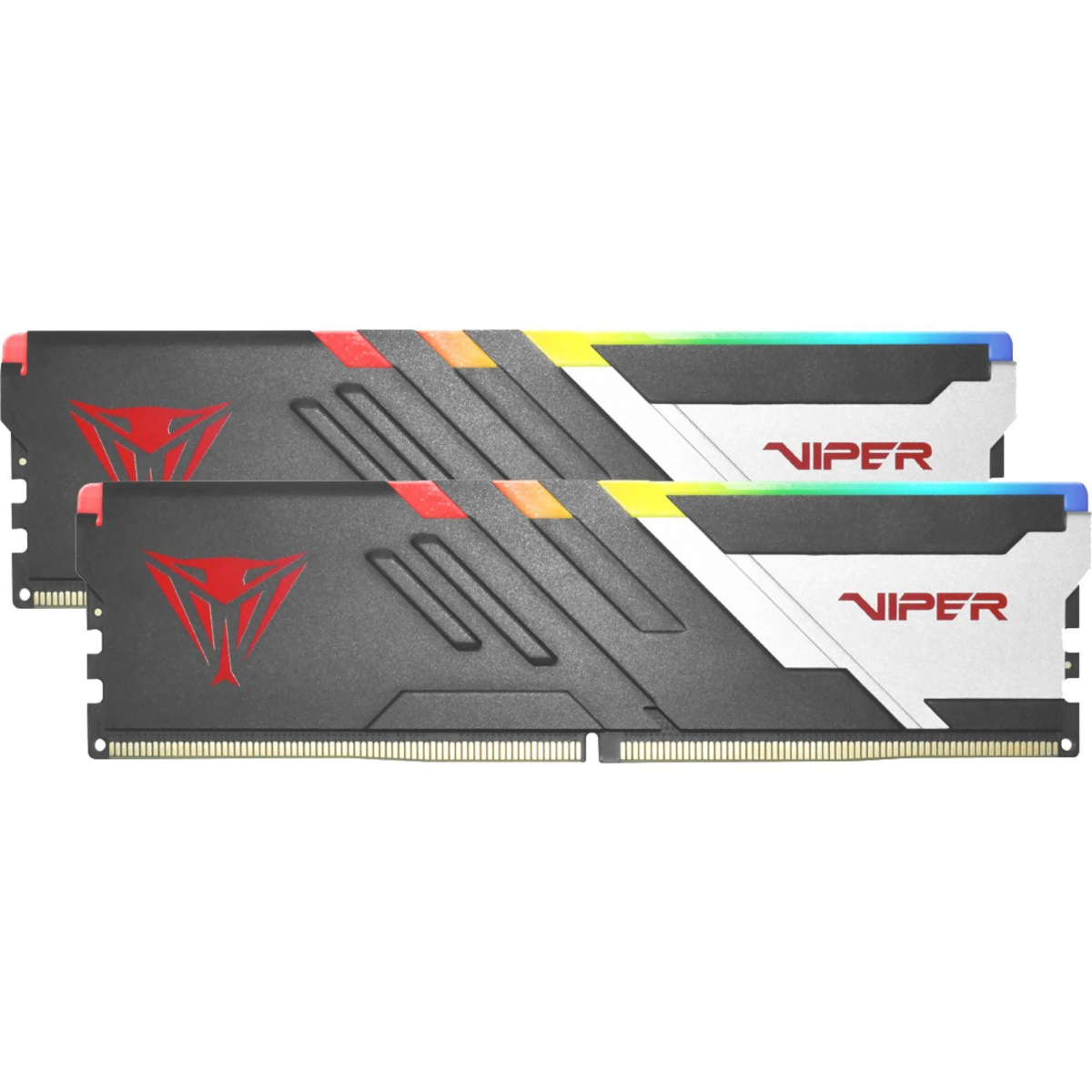 Due stick RAM neri con logo Viper rosso e striscia bianca, illuminazione RGB.