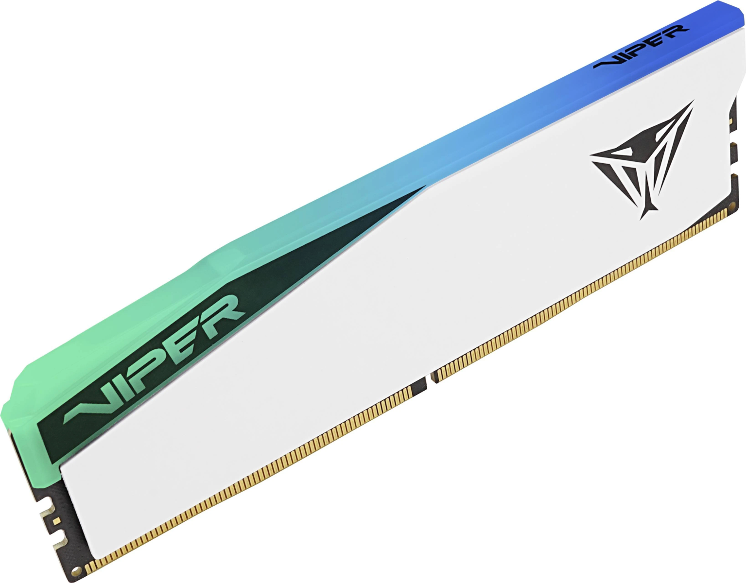 Un singolo modulo RAM Viper con illuminazione RGB. Il design è bianco e nero.