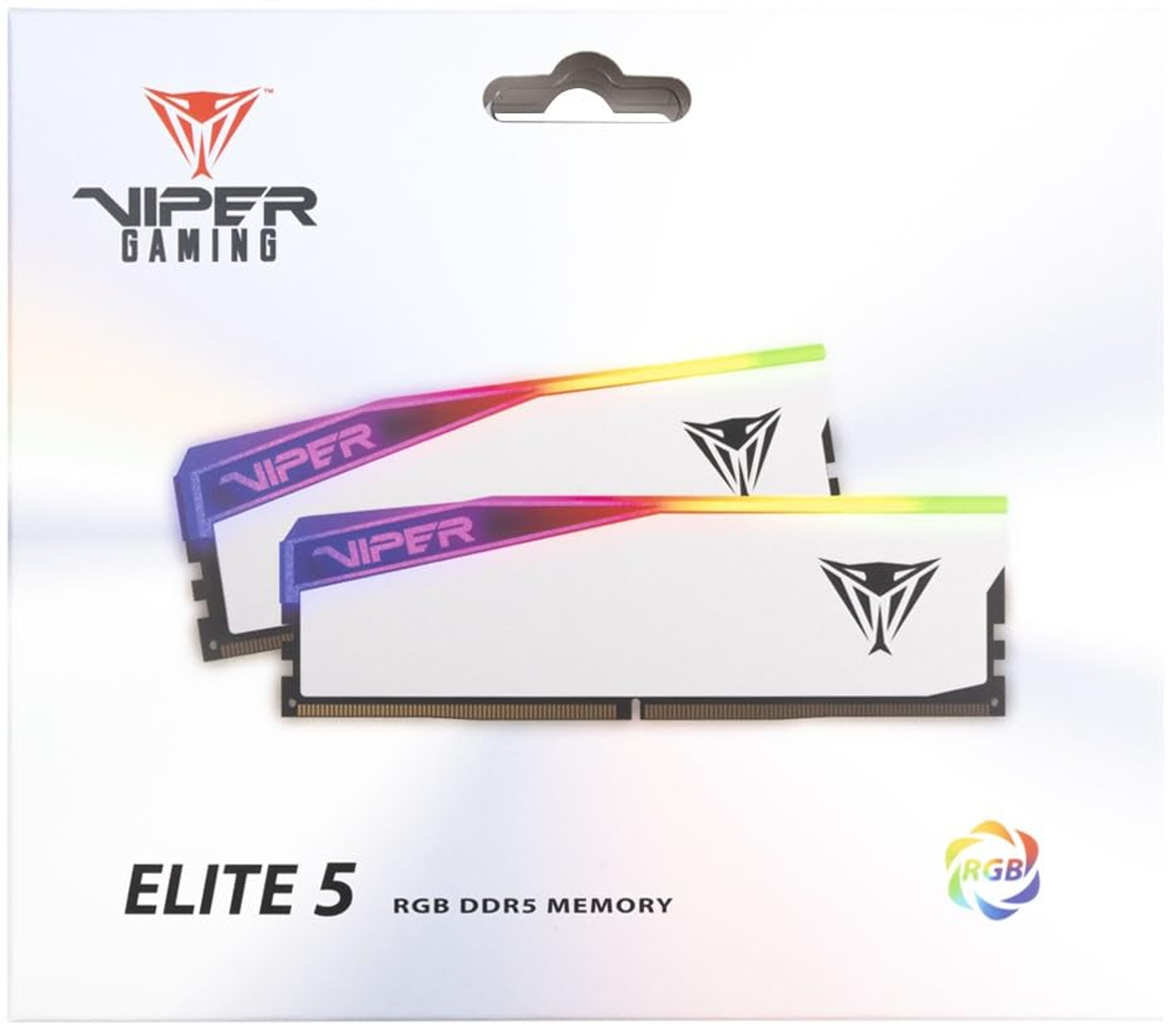Due banchi RAM Viper Elite 5 nella confezione. Bianchi con RGB.