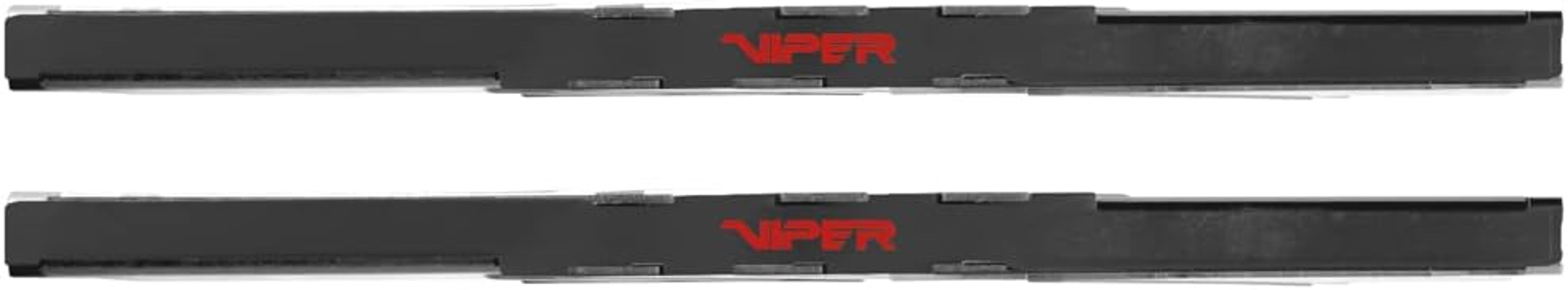 Zwei schwarze Viper-Markenstreifen, wahrscheinlich RAM-Riegel, mit dem Viper-Logo in Rot auf jedem.