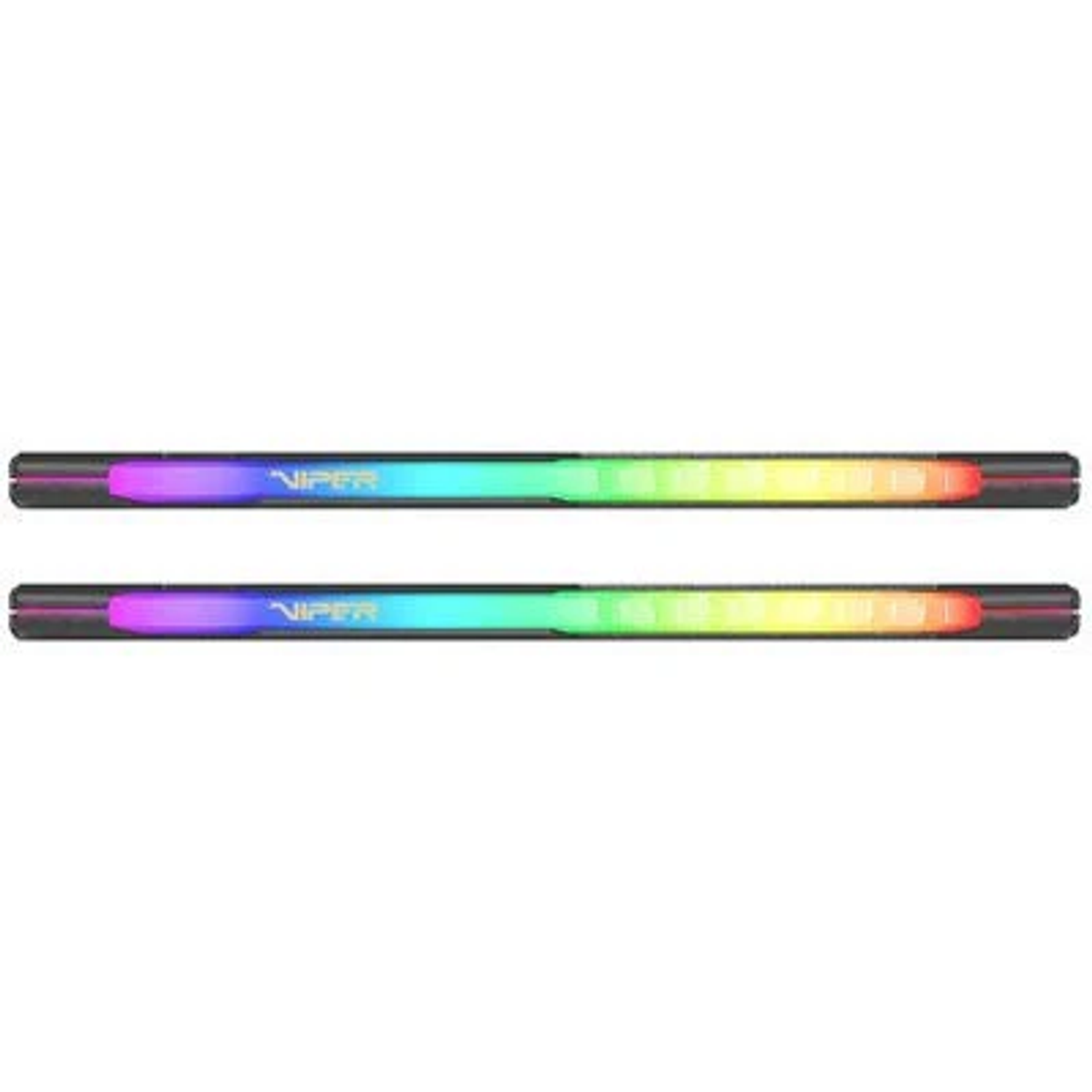 Zwei RAM-Riegel mit RGB-Beleuchtung, schwarzer Hintergrund, mit dem Viper-Logo.