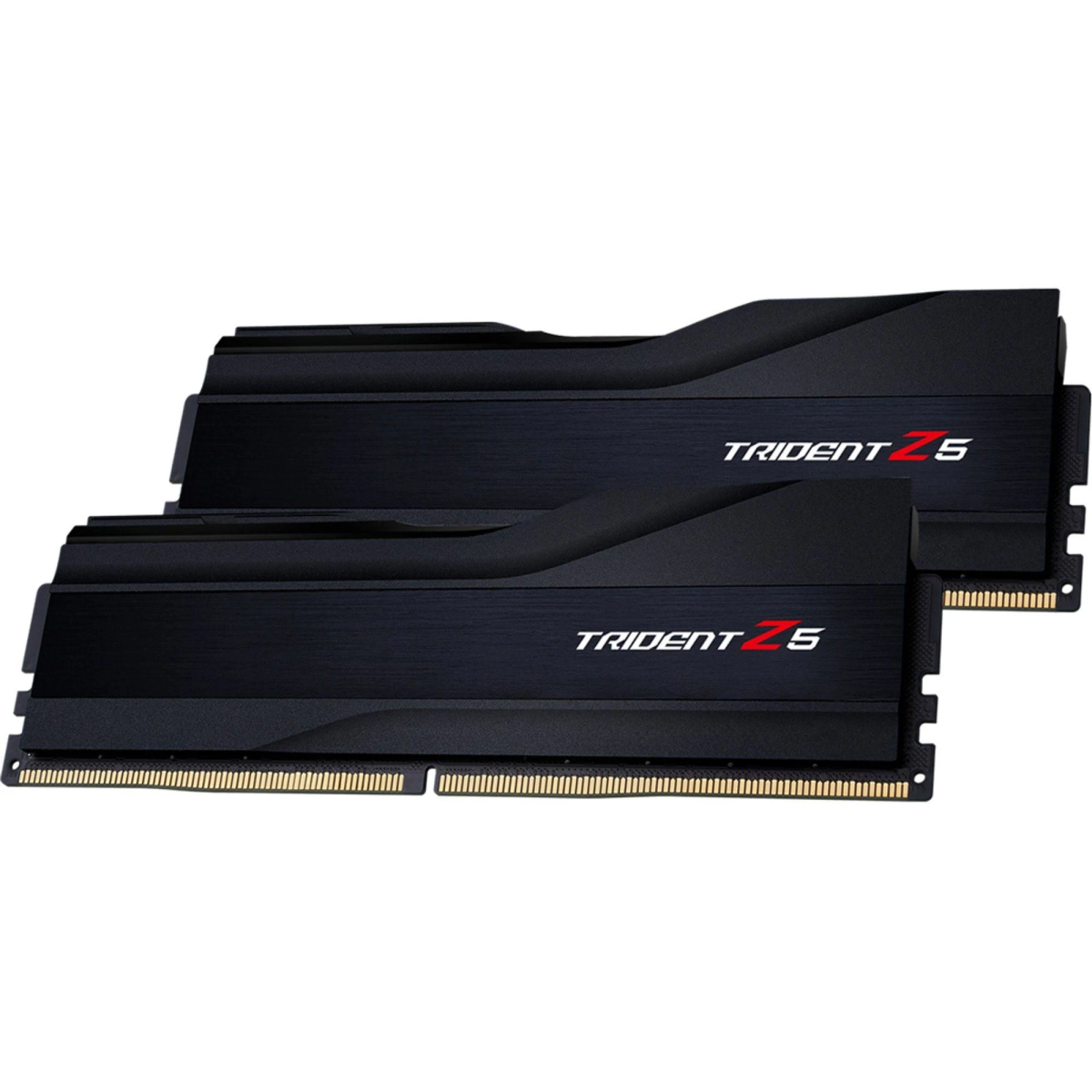 Deux barrettes de RAM Trident Z5 noires sur fond blanc.