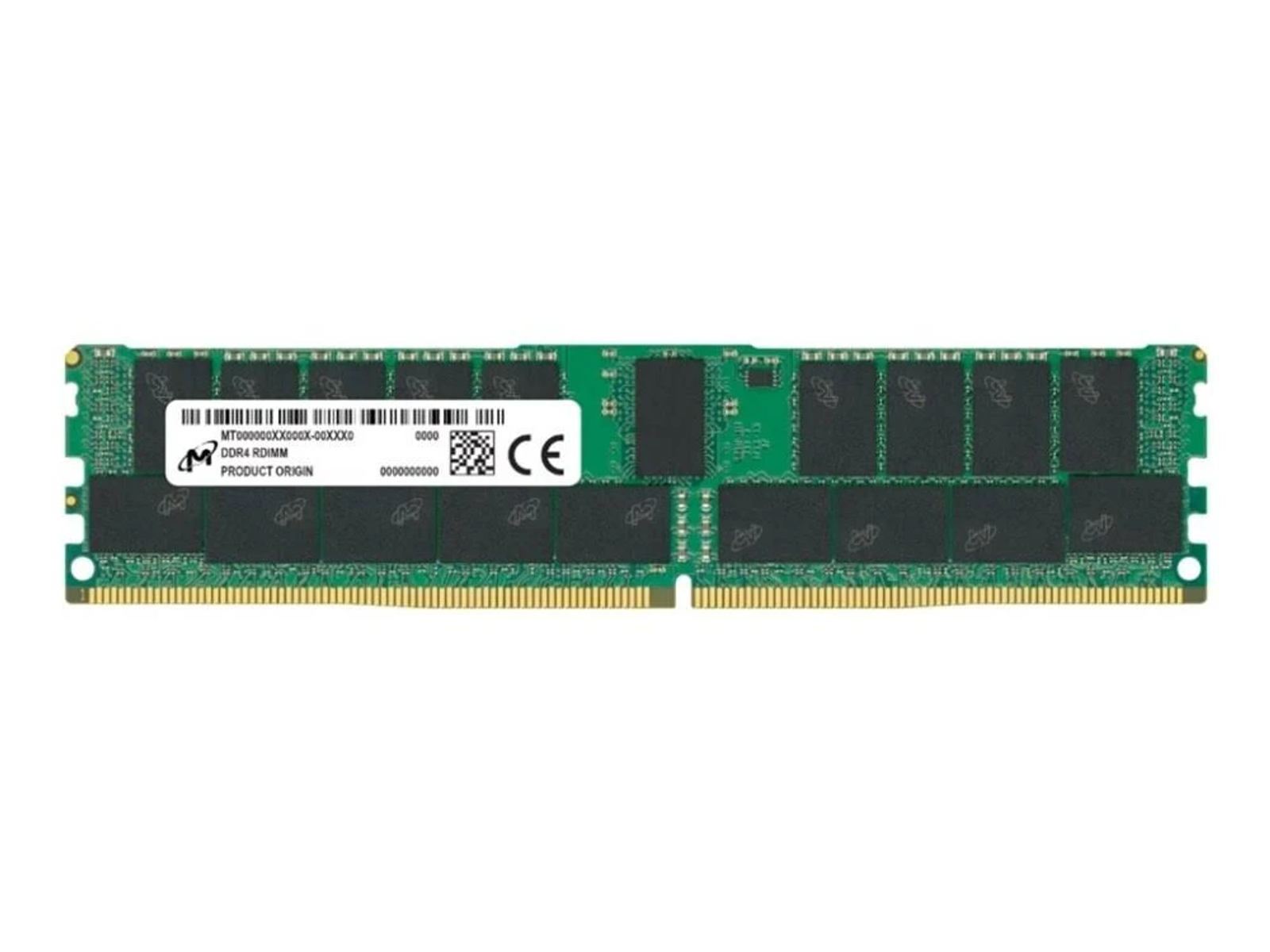 Uno stick RAM verde con testo. Sfondo bianco.