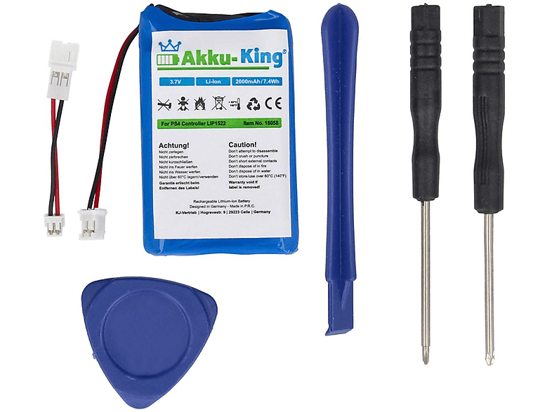 AKKU-KING 2000mAh Akku Li-Ion mit 3.7 kompatibel Geräte-Akku, Sony LIP1522 Volt,