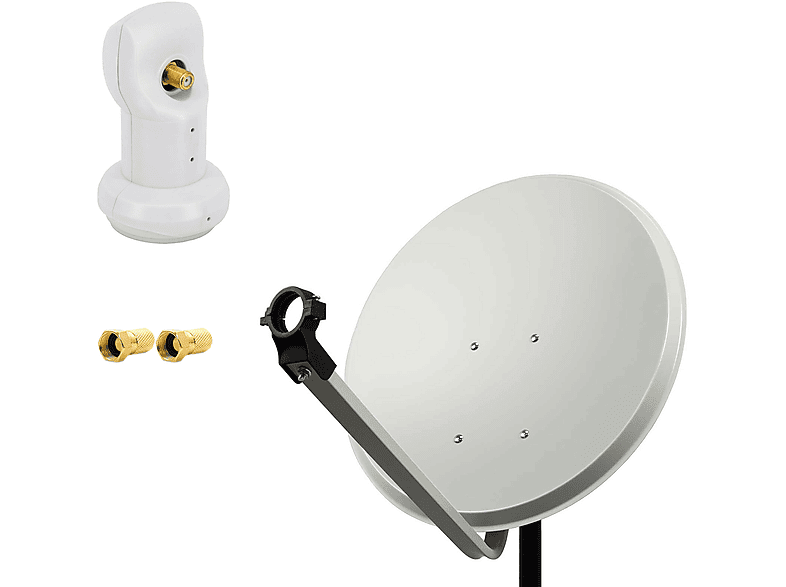 cm, PREMIUMX F-Stecker Single Hellgrau LNB) Single 60cm LNB Anlage Antenne (60 Sat Satellitenschüssel 2x