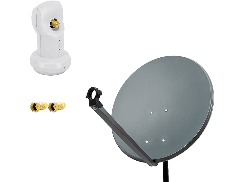 PremiumX Satelliten-Komplettanlage 80cm Antenne Anthrazit Quad LNB 50m Kabel 8x F-Stecker Wandhalter 45cm, SAT Bis 4 Teilnehmer | Sat-Technik - Kabel - Netzwerk Und Mehr