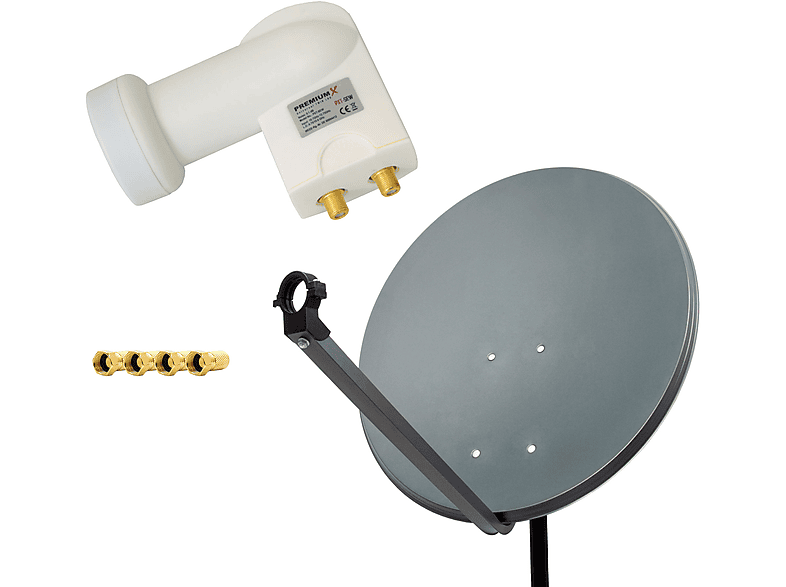 80cm Sat 4x (80 LNB) Anlage Twin Twin PREMIUMX F-Stecker Anlage LNB weiß Anthrazit Antenne SAT cm,