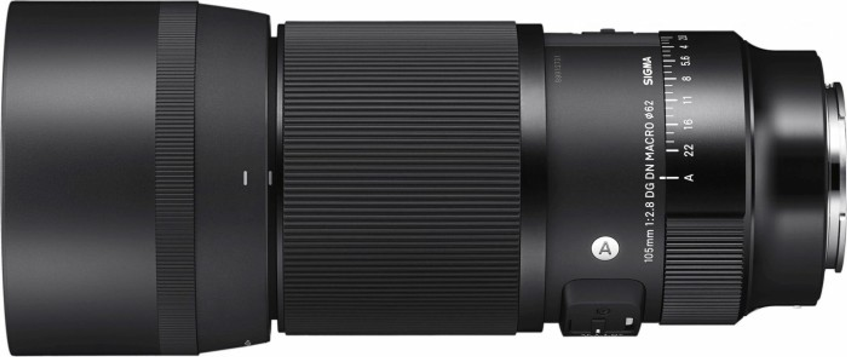 Czarny obiektyw Sigma 105mm.